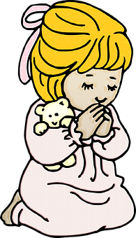 Batang Nagdarasal Kasama ang Teddy Bear Wallpaper