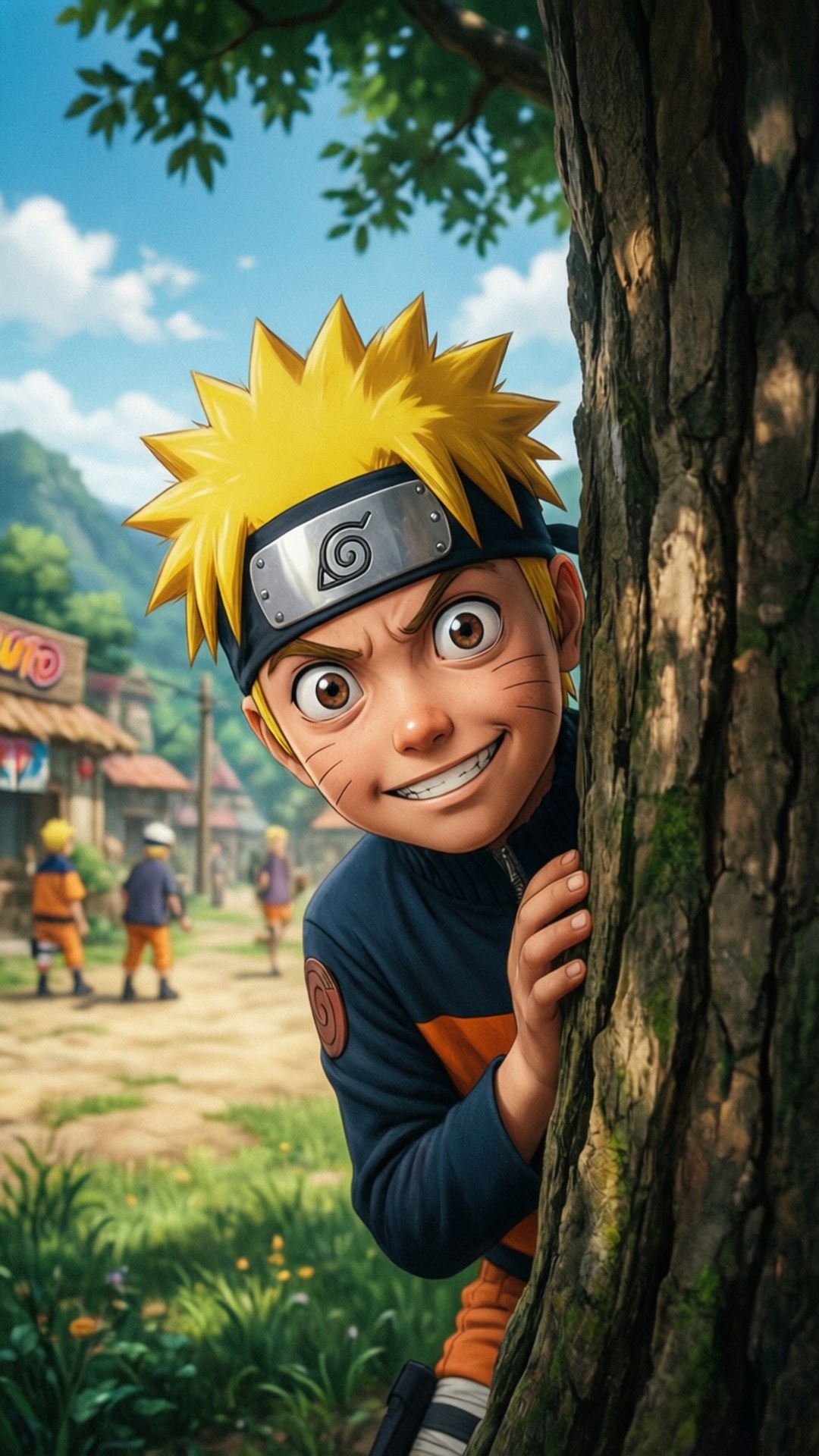 Batang Naruto na Mapaglarong Nagtatago Wallpaper