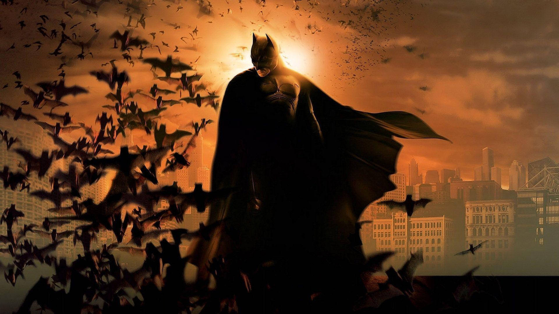 Batman at mga Paniki na Sepia Wallpaper