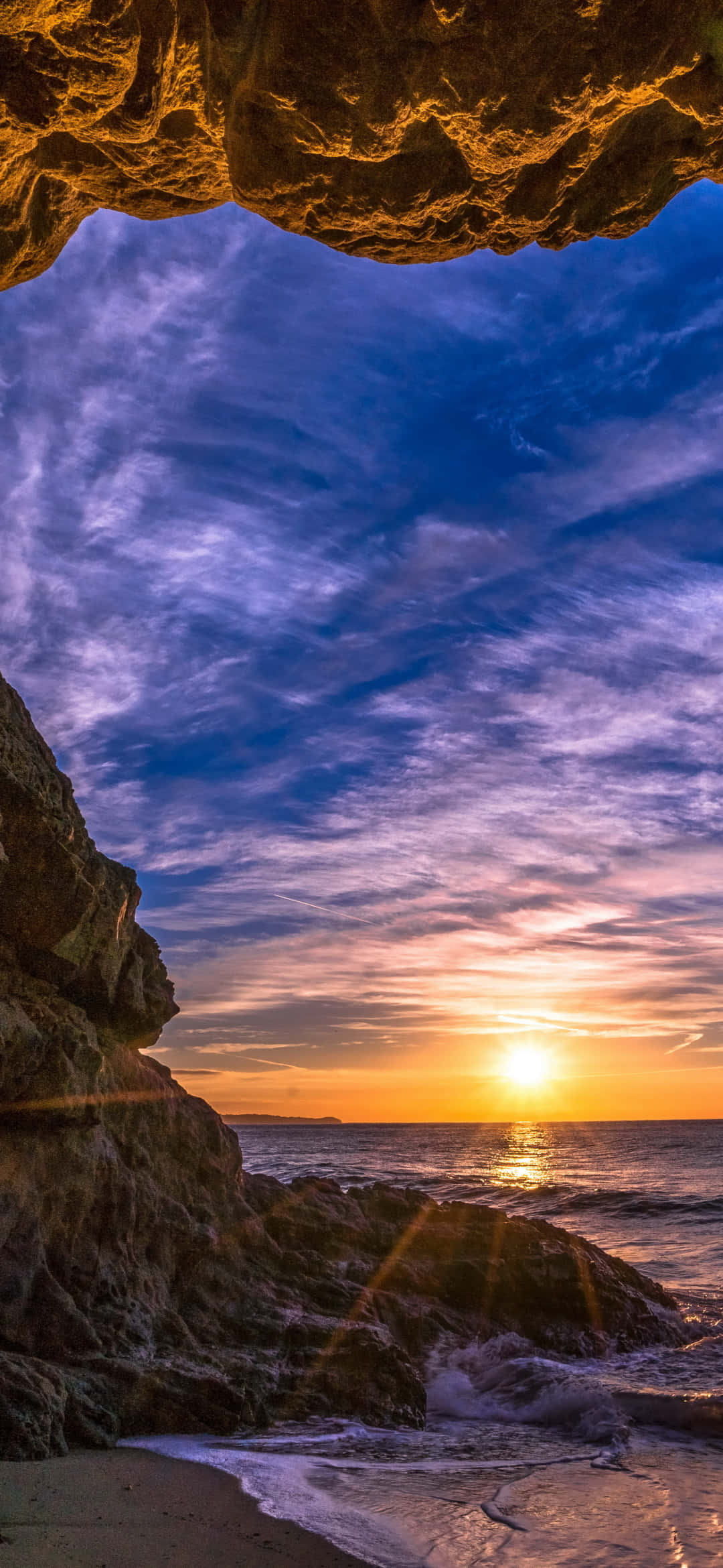 Beach Cave With Sunset Android Malibu Background Wallpaper