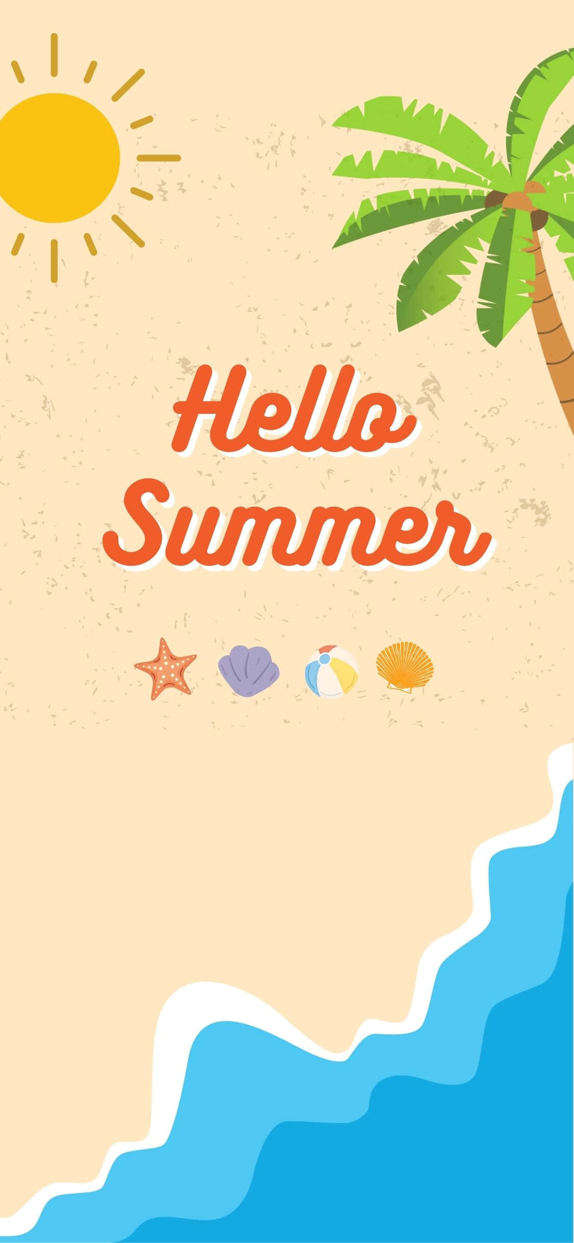 Beach Top View Illustration iPhone X Summer Background Wallpaper