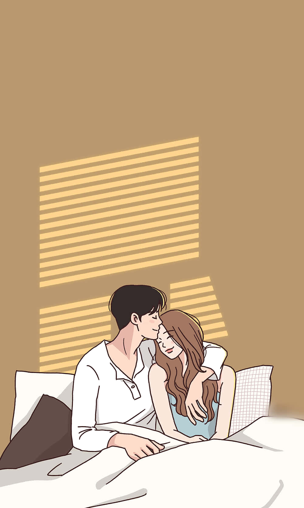 Bedroom Cartoon Couple Picture Wallpaper