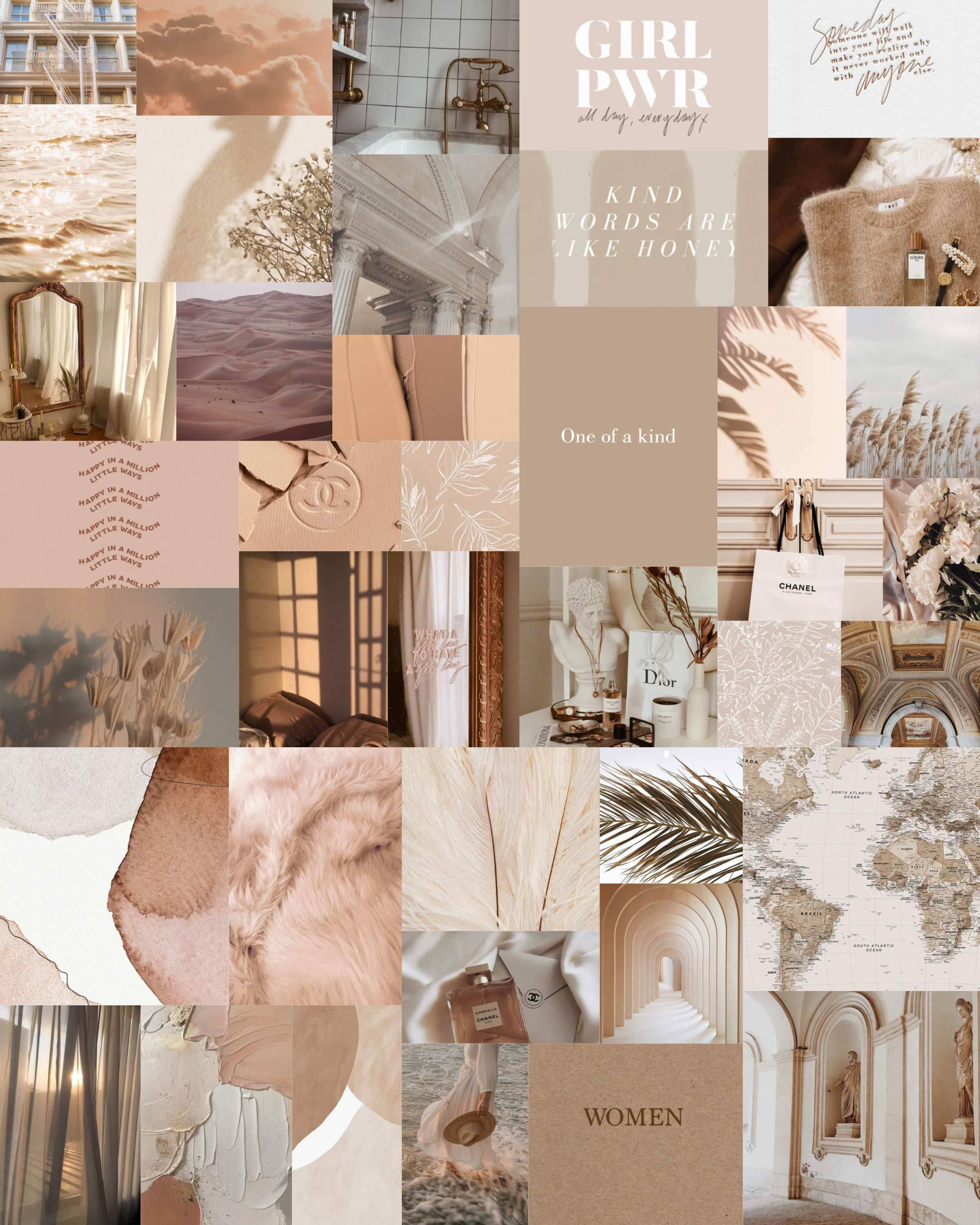 Beige Aesthetic Collage na Pambabae Wallpaper