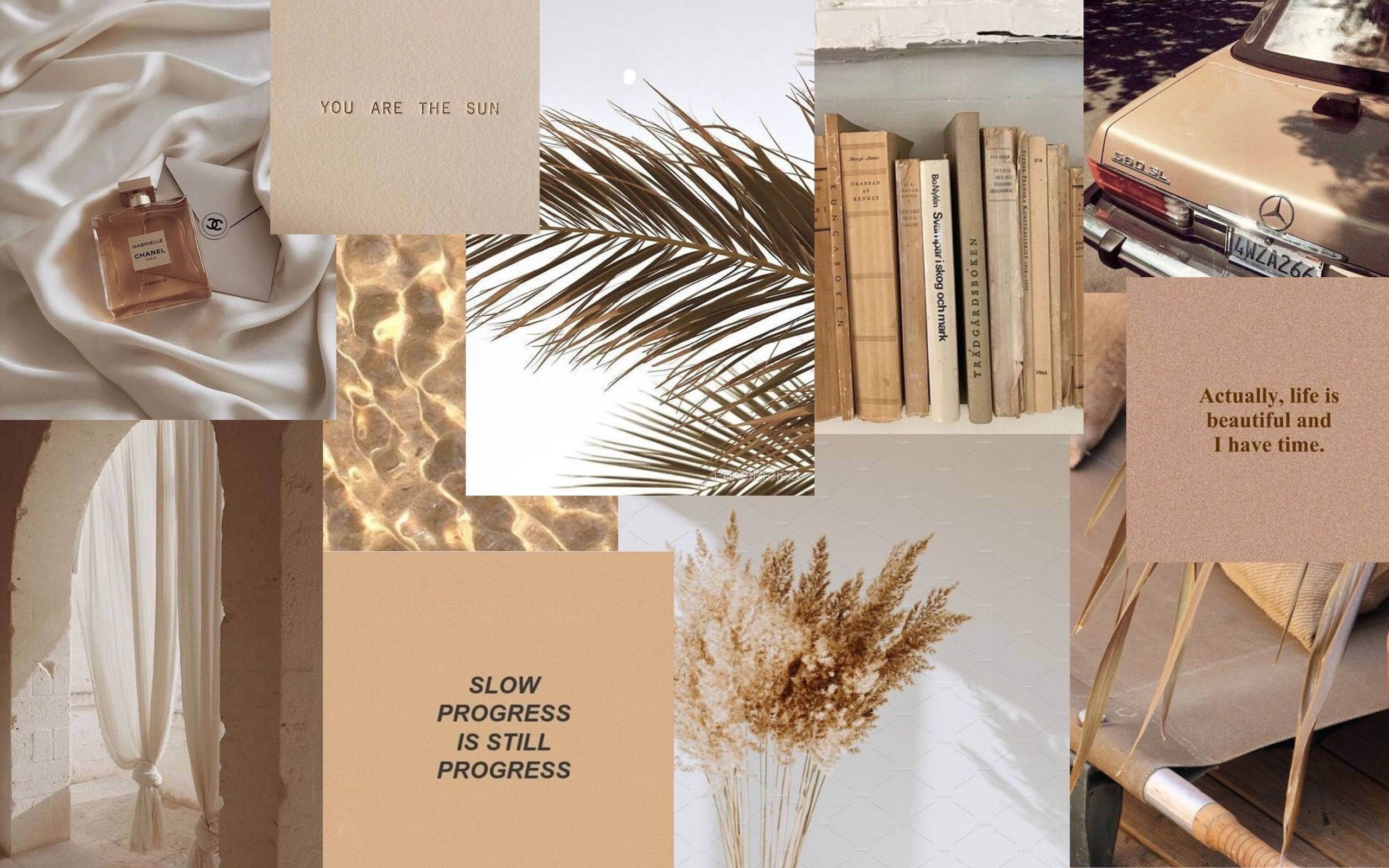 Beige Aesthetic na Laptop Background na May Quotes Wallpaper