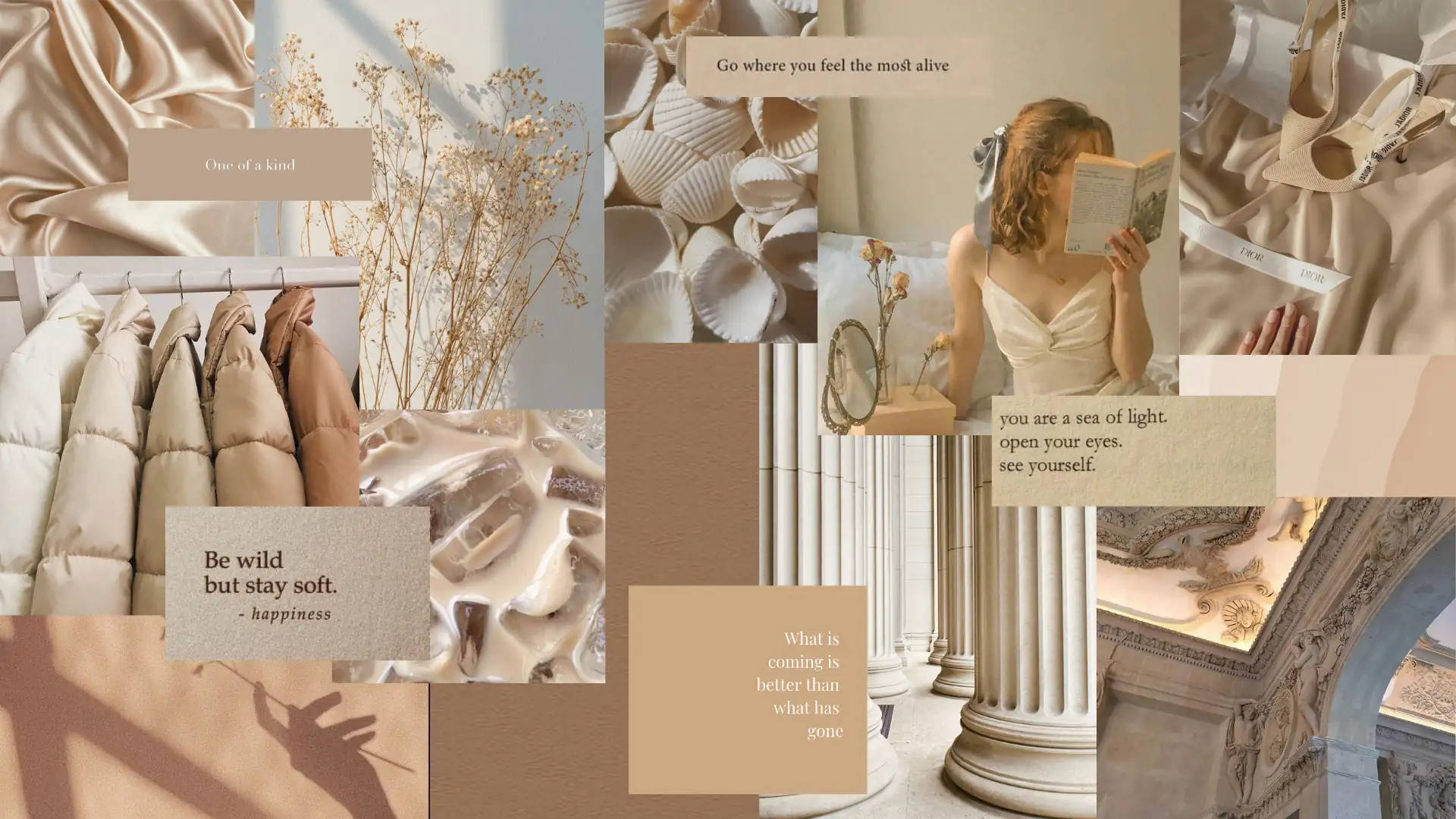 Beige Aesthetic na Laptop Background na May Quotes Wallpaper
