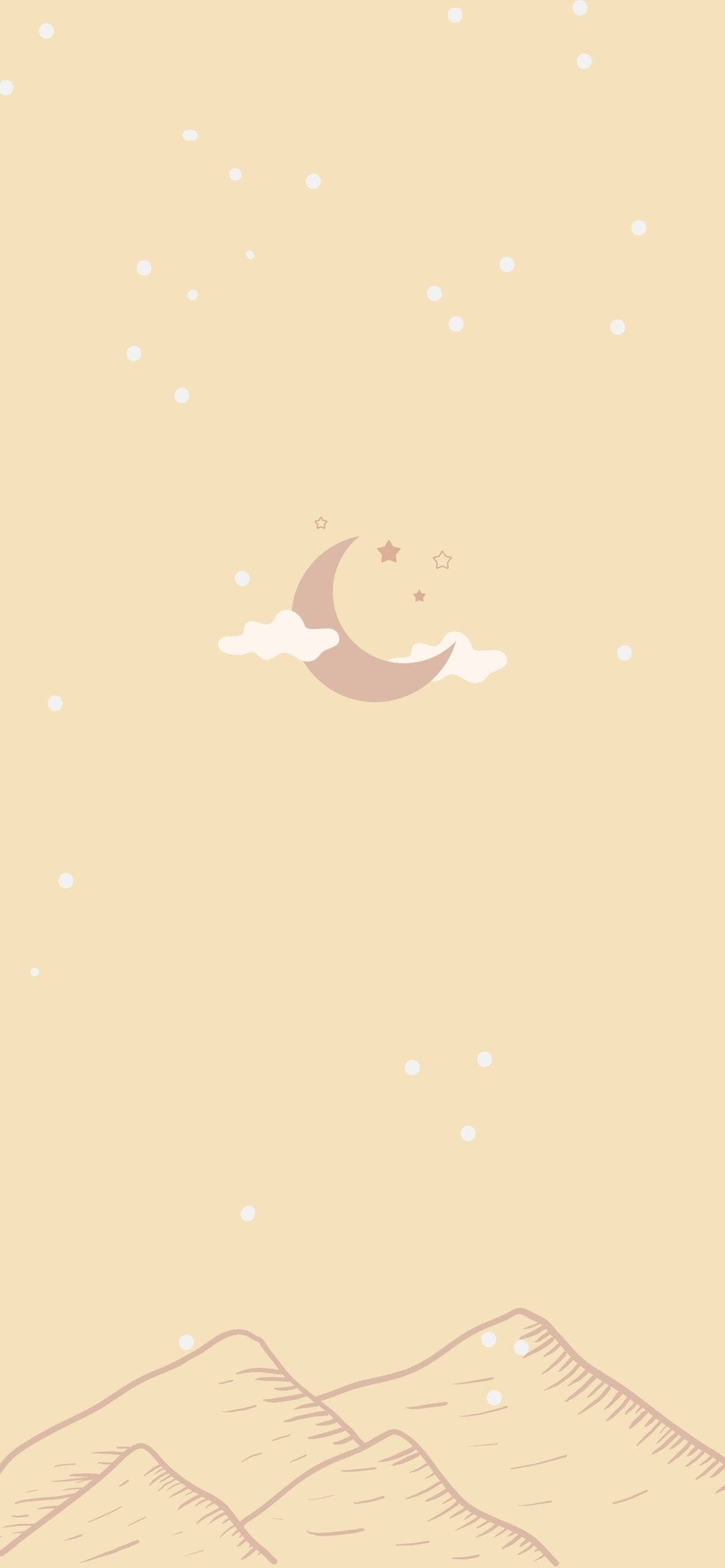 Beige Aesthetic Phone na May Crescent Moon Wallpaper