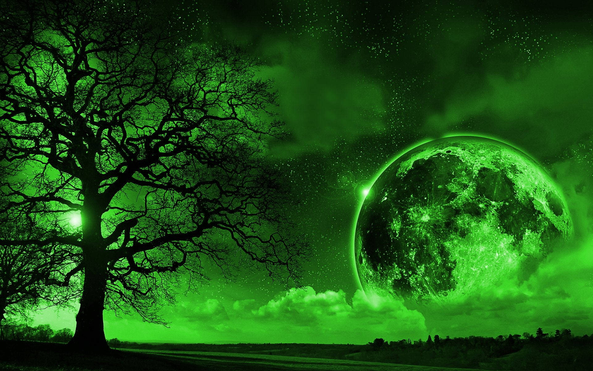 Berde Aesthetic Galaxy Moon Wallpaper