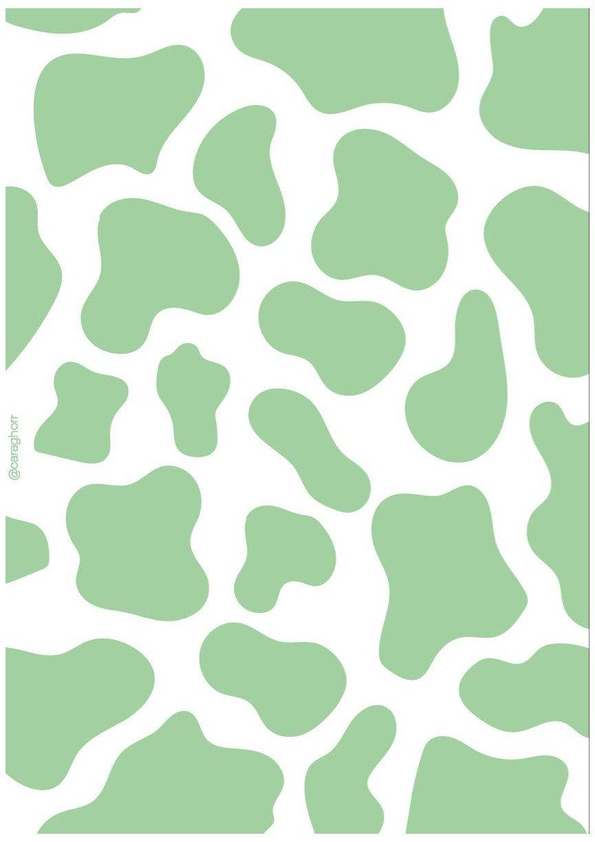Berdeng Banayad na Estetikong Cow Print Wallpaper