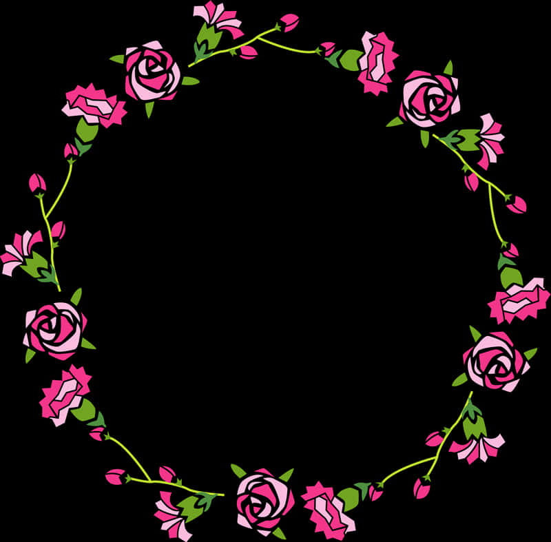 Bilog na Korona ng Rosas na Kulay Rosas na Vector Wallpaper