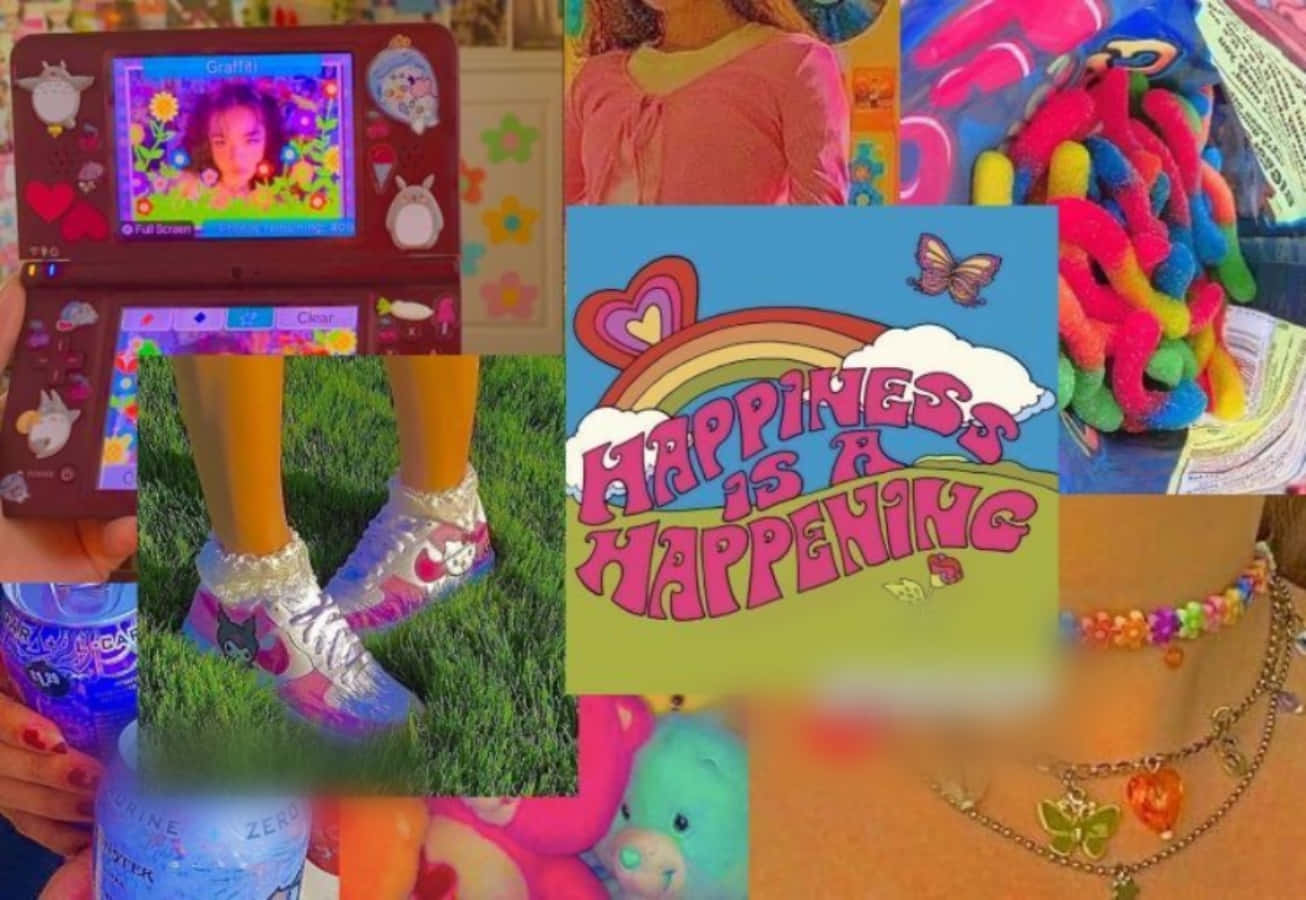 Birit Indie Aesthetic Desktop Collage para sa Babae Wallpaper