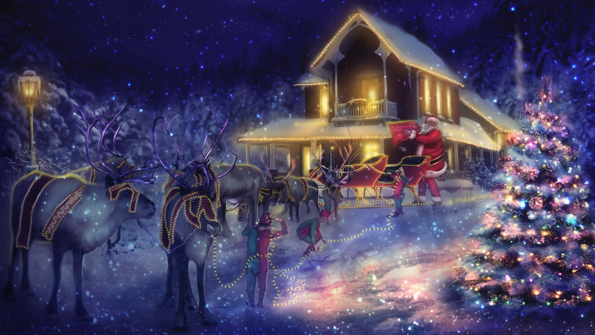 Bisperas ng Pasko sa Labas ng Bahay Wallpaper