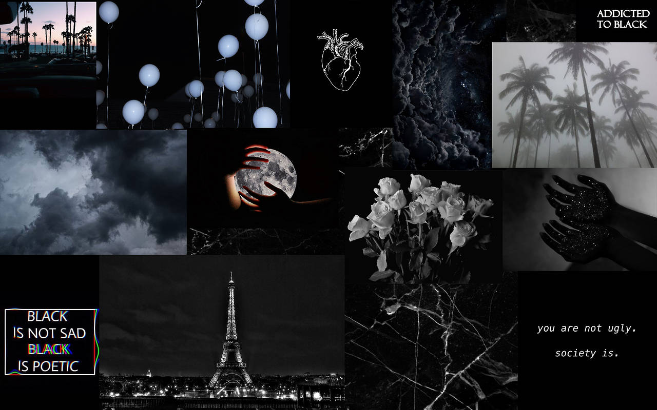 Black Collage Mula sa Pinterest para sa Laptop Wallpaper