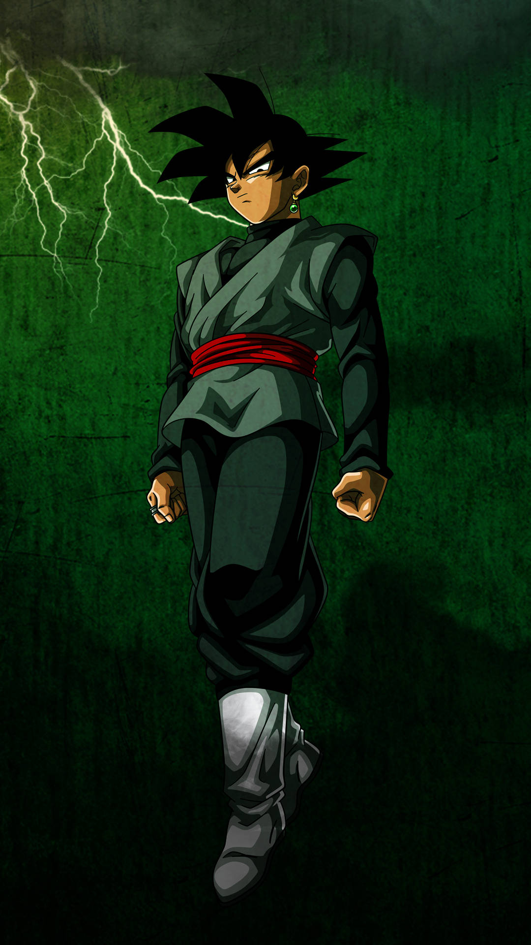 Black Goku na may Berdeng Aura - Anime Phone Wallpaper