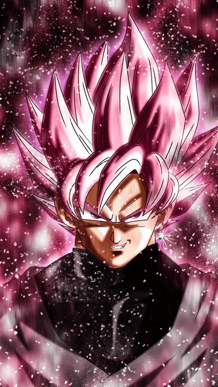 Black Goku na May Pink Glitter Effect Wallpaper