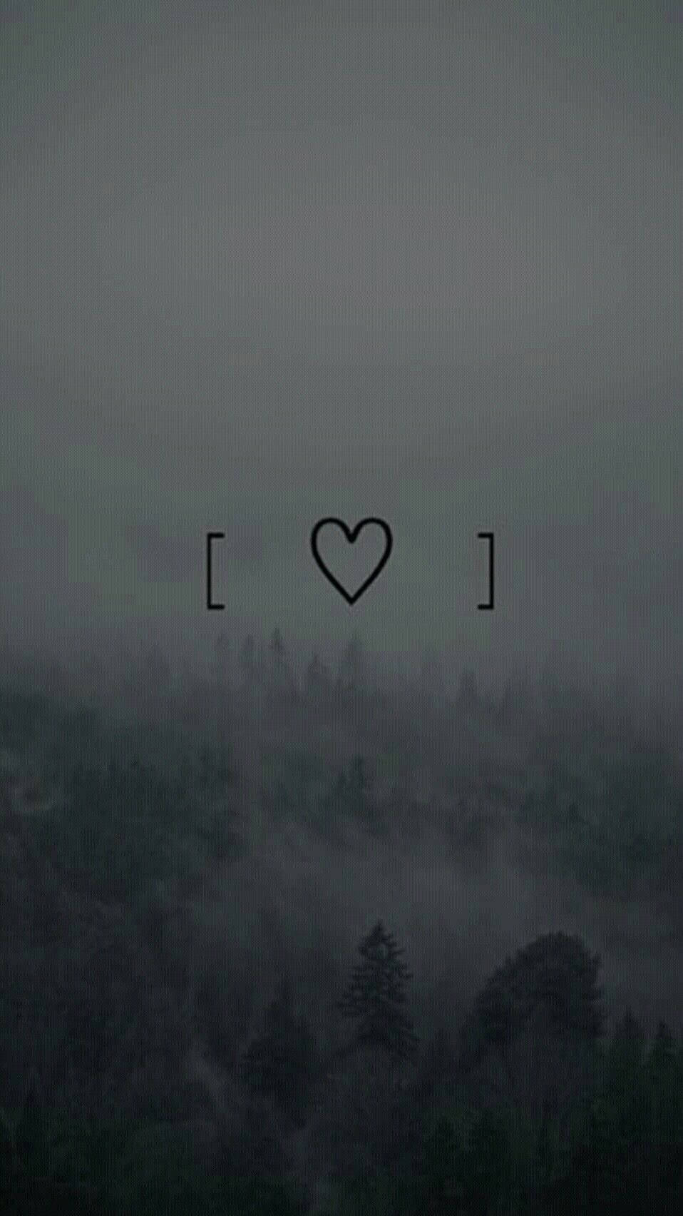 Black Heart Outline na May Brackets Indie Phone Wallpaper