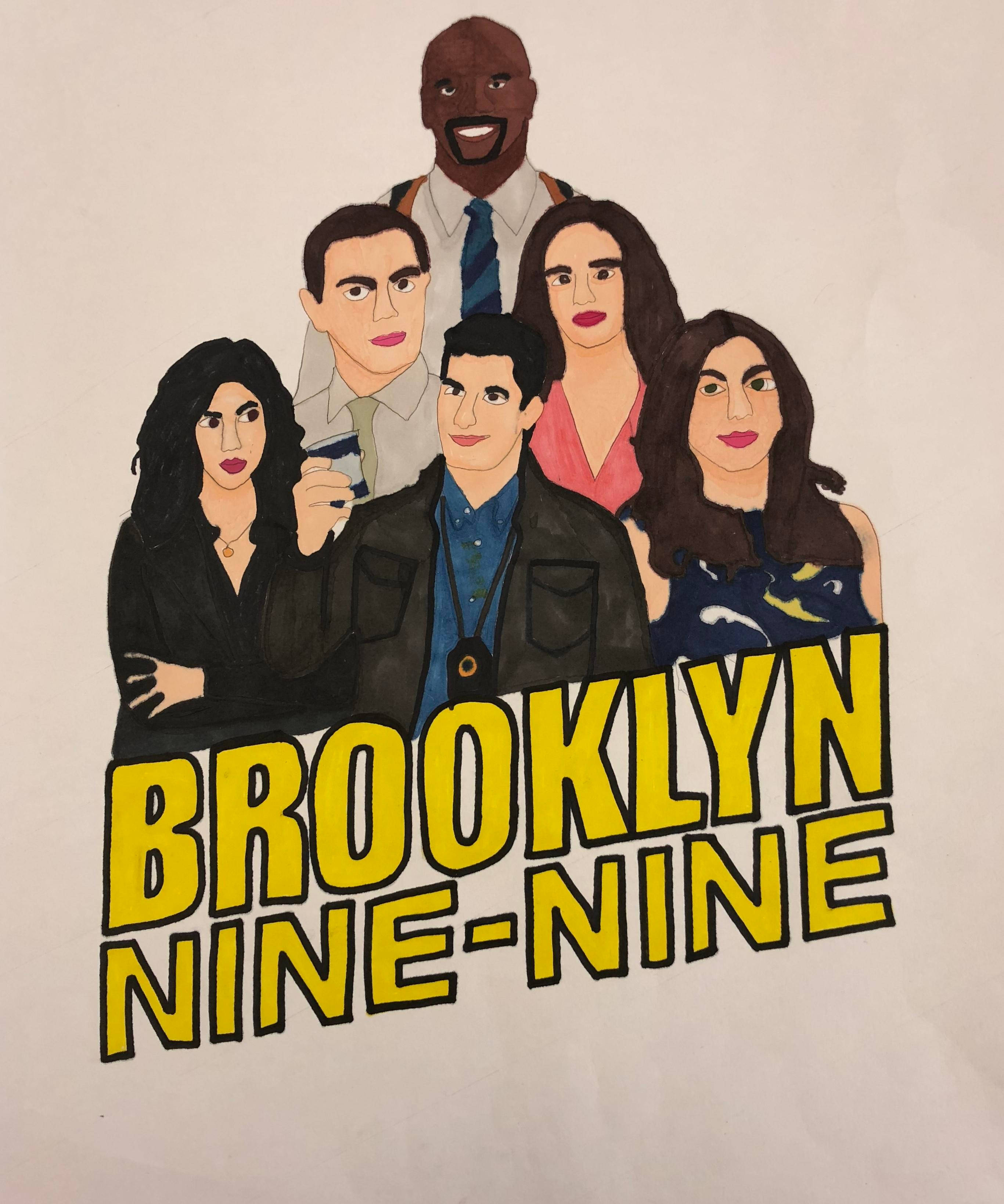 Black Ink Mario Artwork mula sa Brooklyn Nine Nine Wallpaper