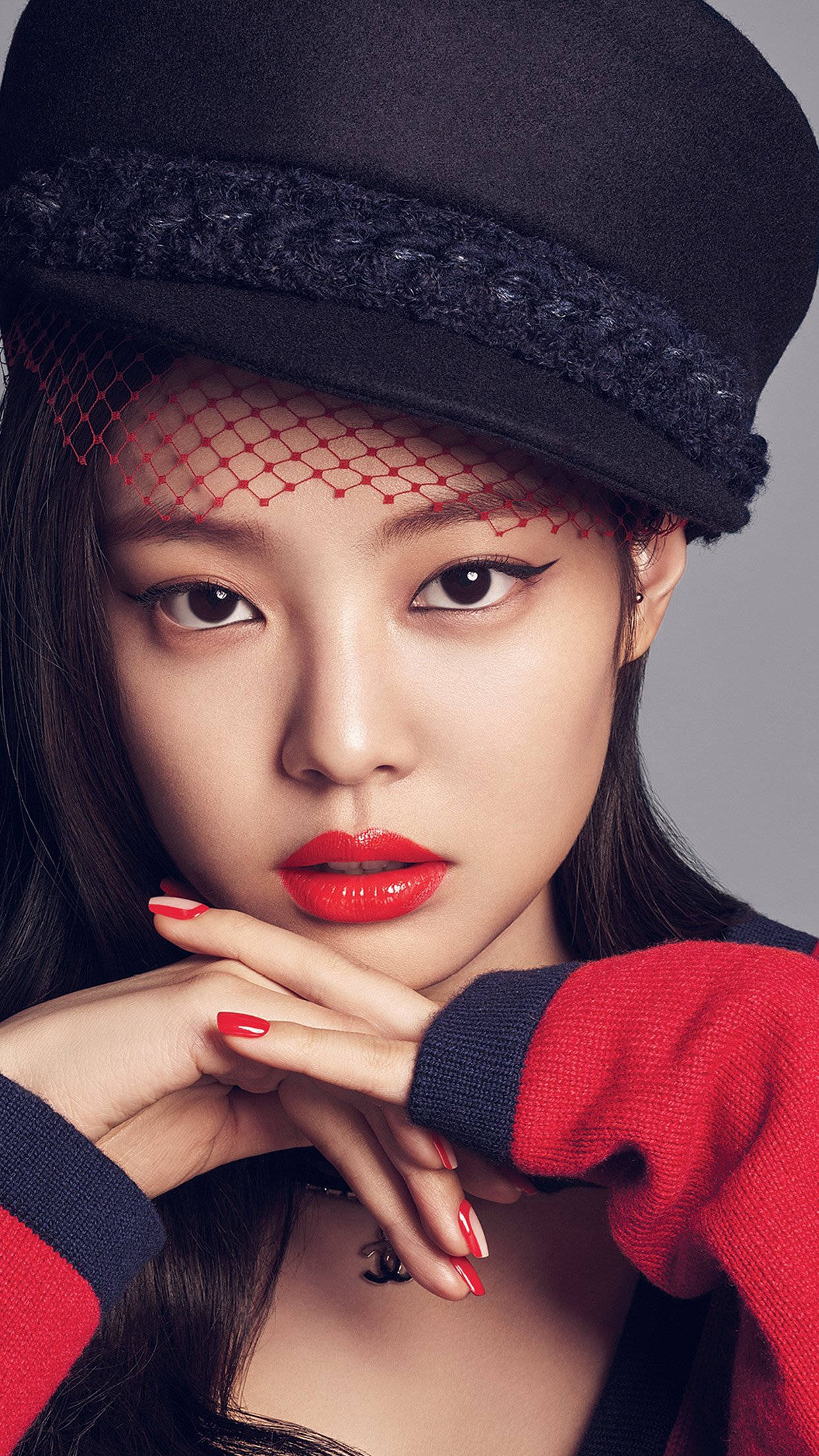 BlackPink Jennie na May Pulang Lipstick Wallpaper