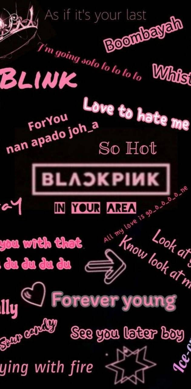Blackpink Logo na May Mga Titulo ng Kanta Wallpaper