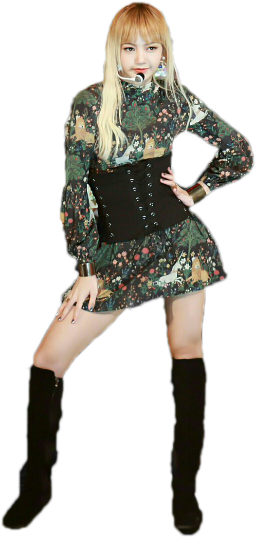 Blackpink Miyembro Floral Dress Black Boots Wallpaper