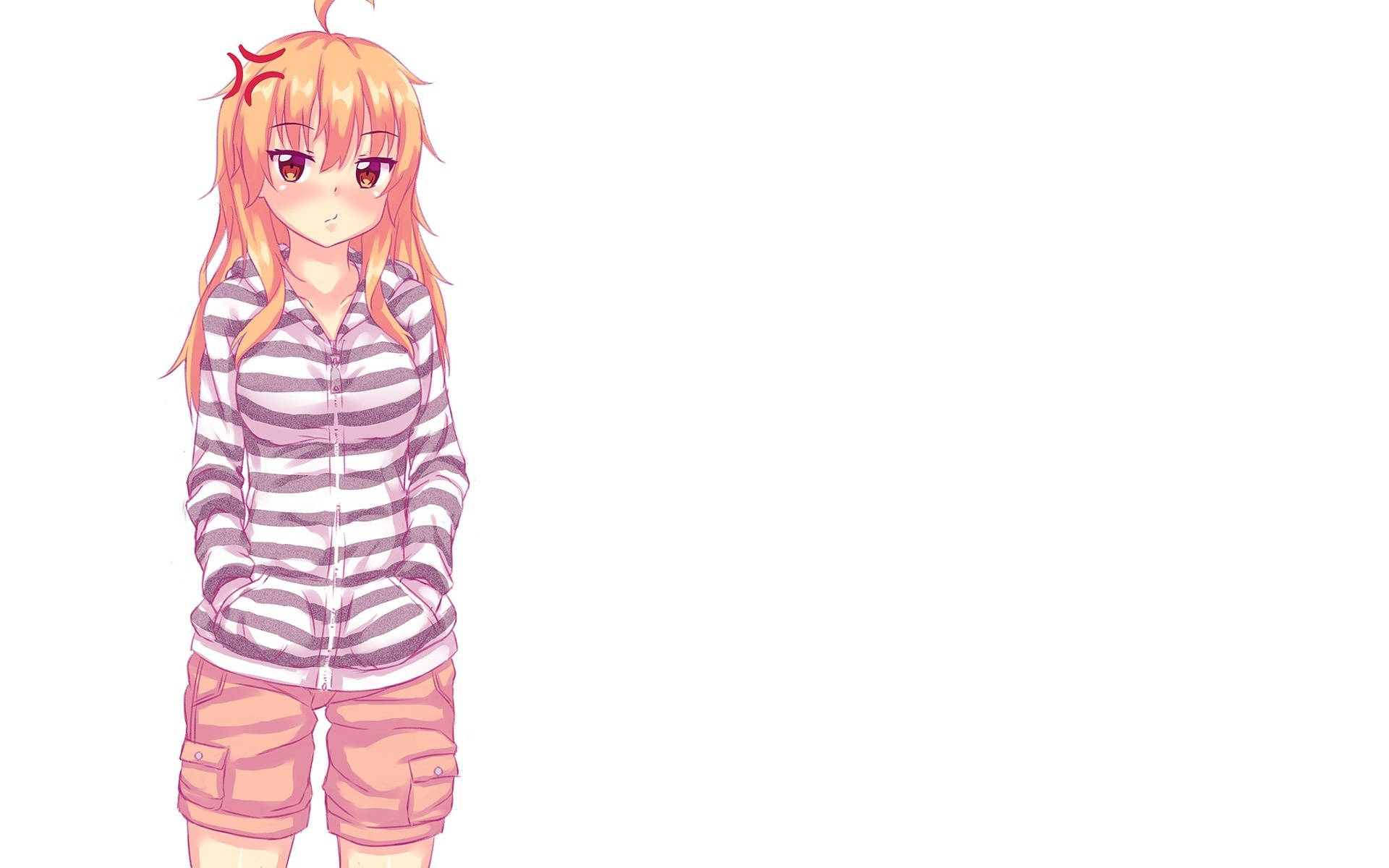 Blondeng Anime na Babae na may Hoodie na May Guhit Wallpaper