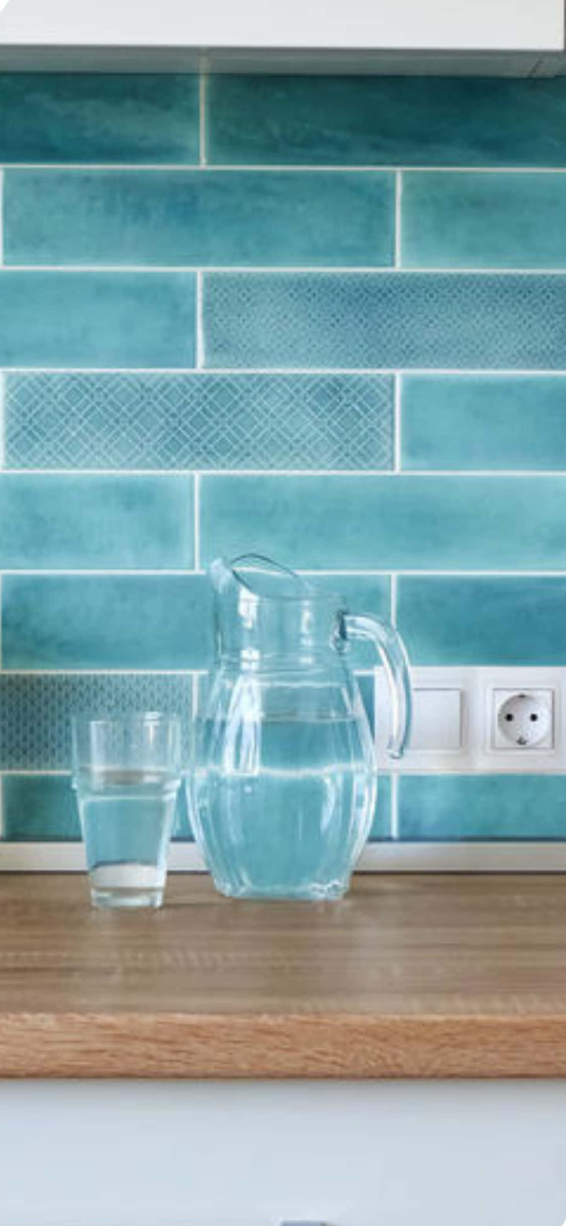 Blue Brick iPhone X Kitchen Background Wallpaper