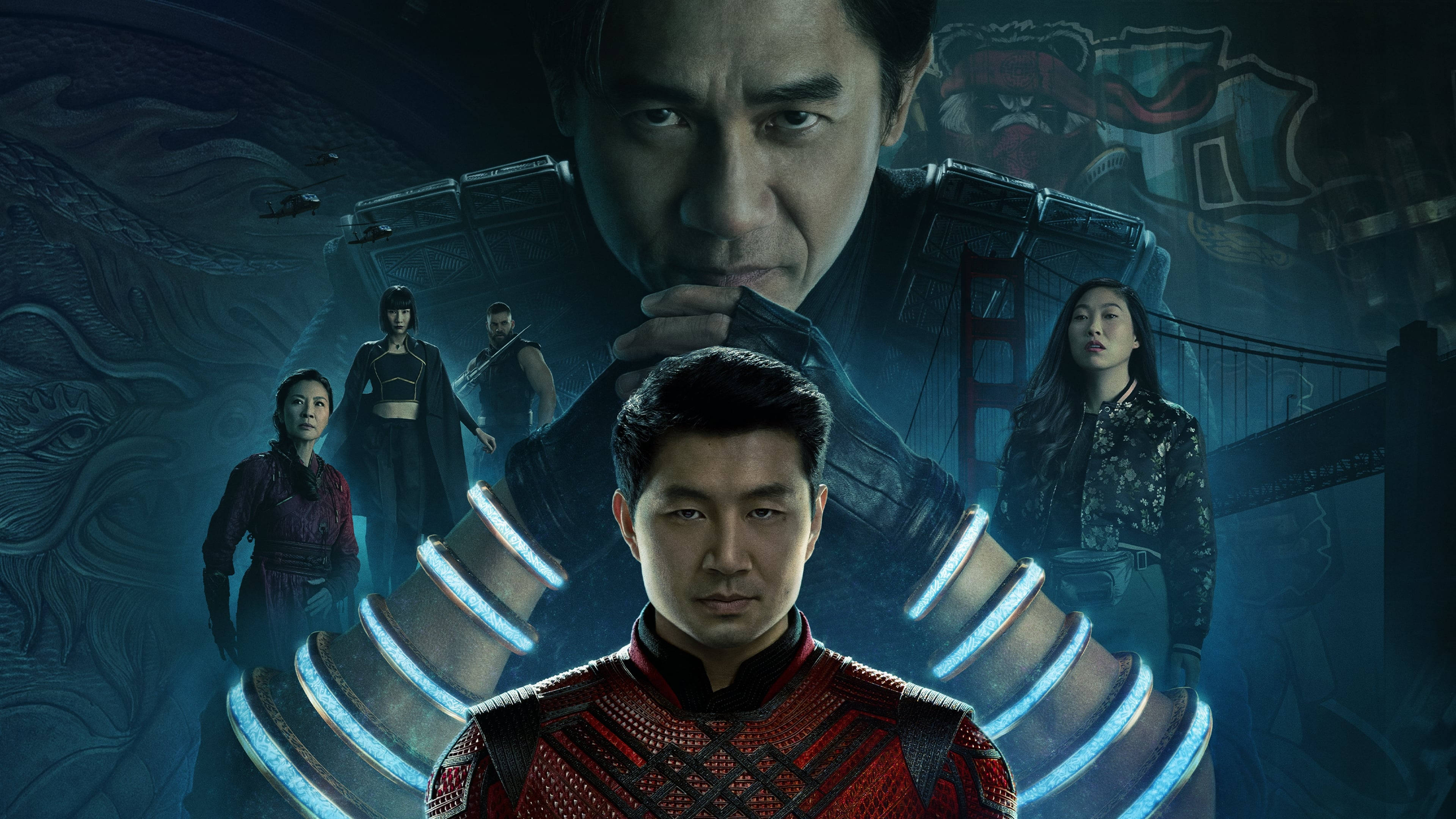 Blue Poster ng Shang Chi at ang Alamat ng Sampung Singsing Wallpaper