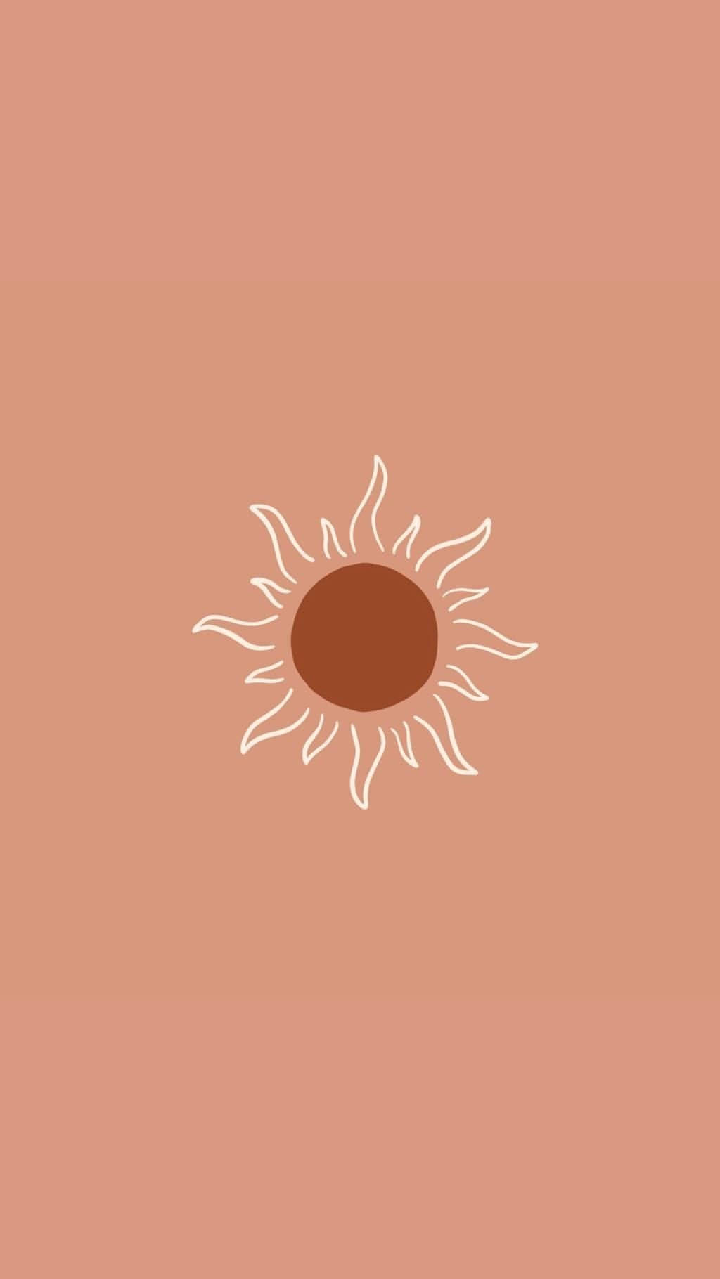 Boho Aesthetic na Araw na May Puting Balangkas Wallpaper