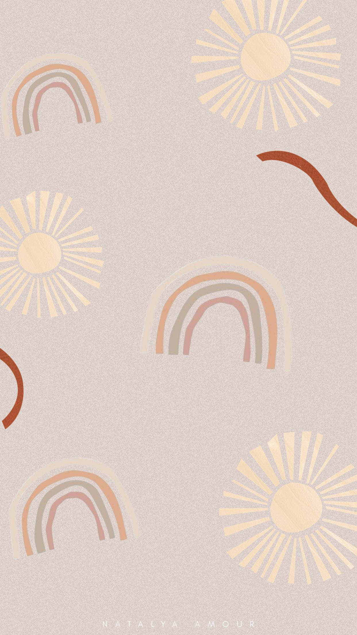 Boho Aesthetic na mga Rainbow at Araw Wallpaper