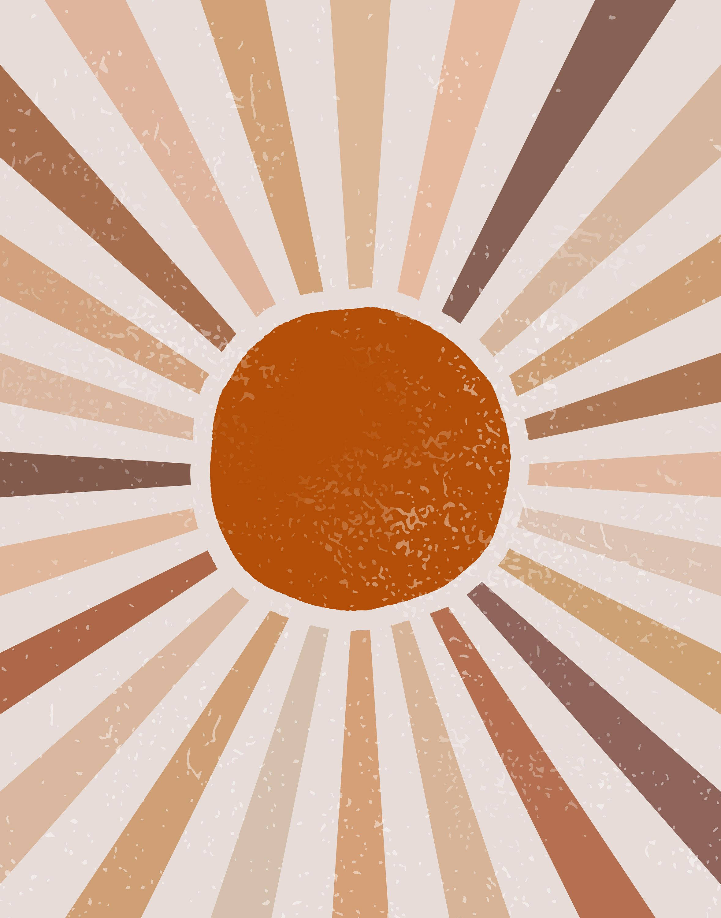 Boho Aesthetic Sun na May Neutral na Kulay Wallpaper