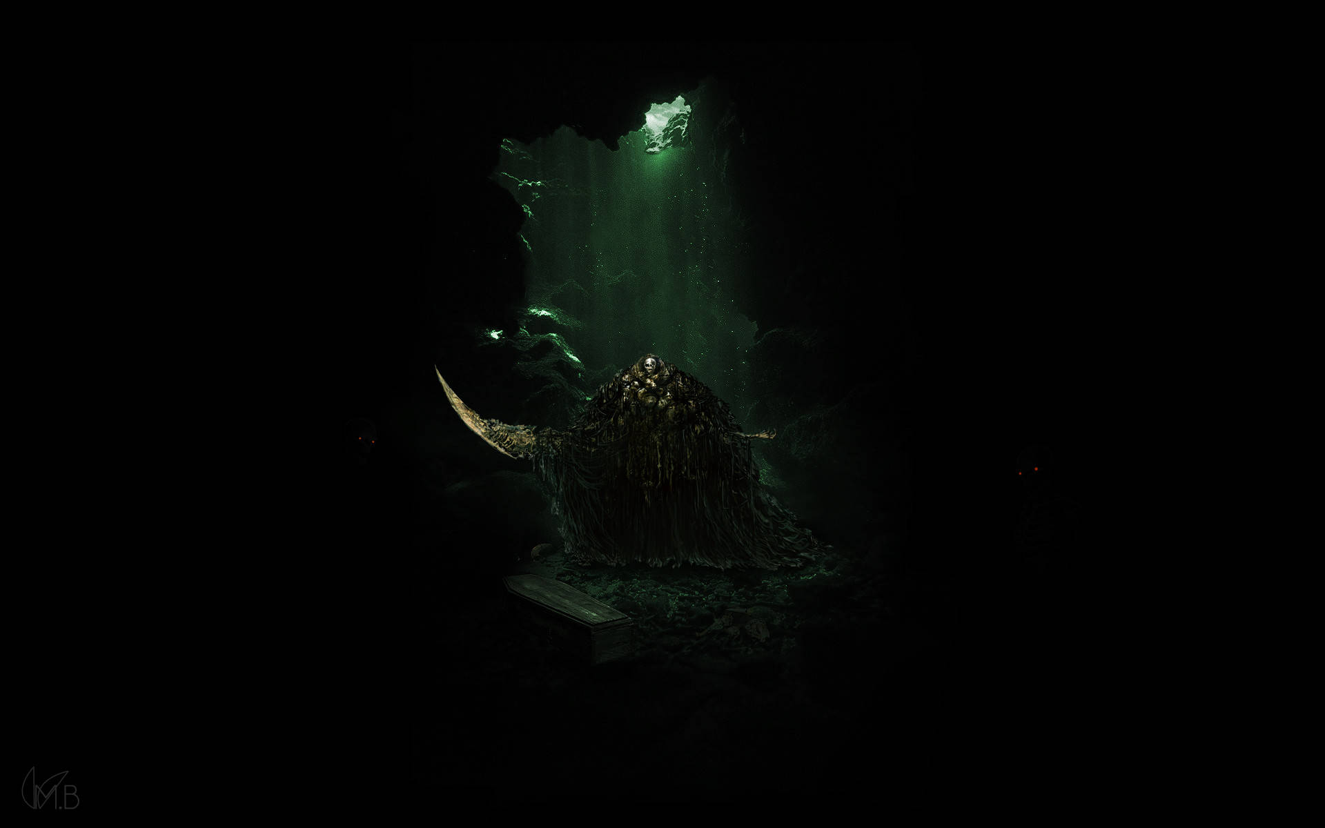 Boss Dark Souls Sa Loob ng Madilim na Kuweba Wallpaper