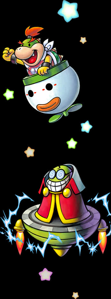 Bowser Jr. sa Koopa Clown Car at Flying Saucer Wallpaper