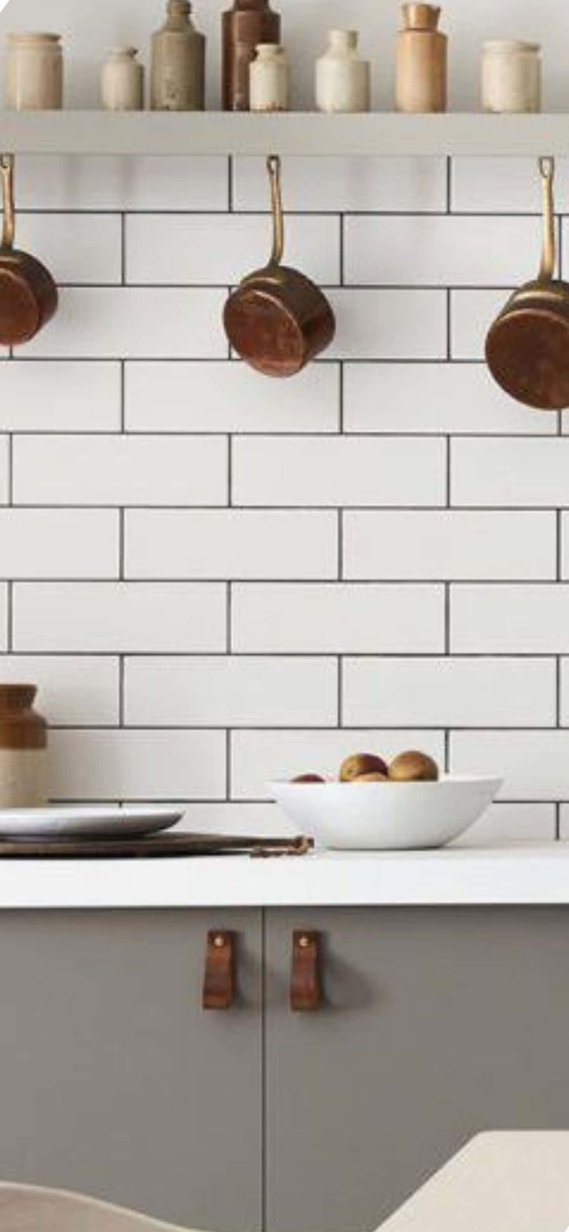 Brick Tile iPhone X Background sa Kusina Wallpaper
