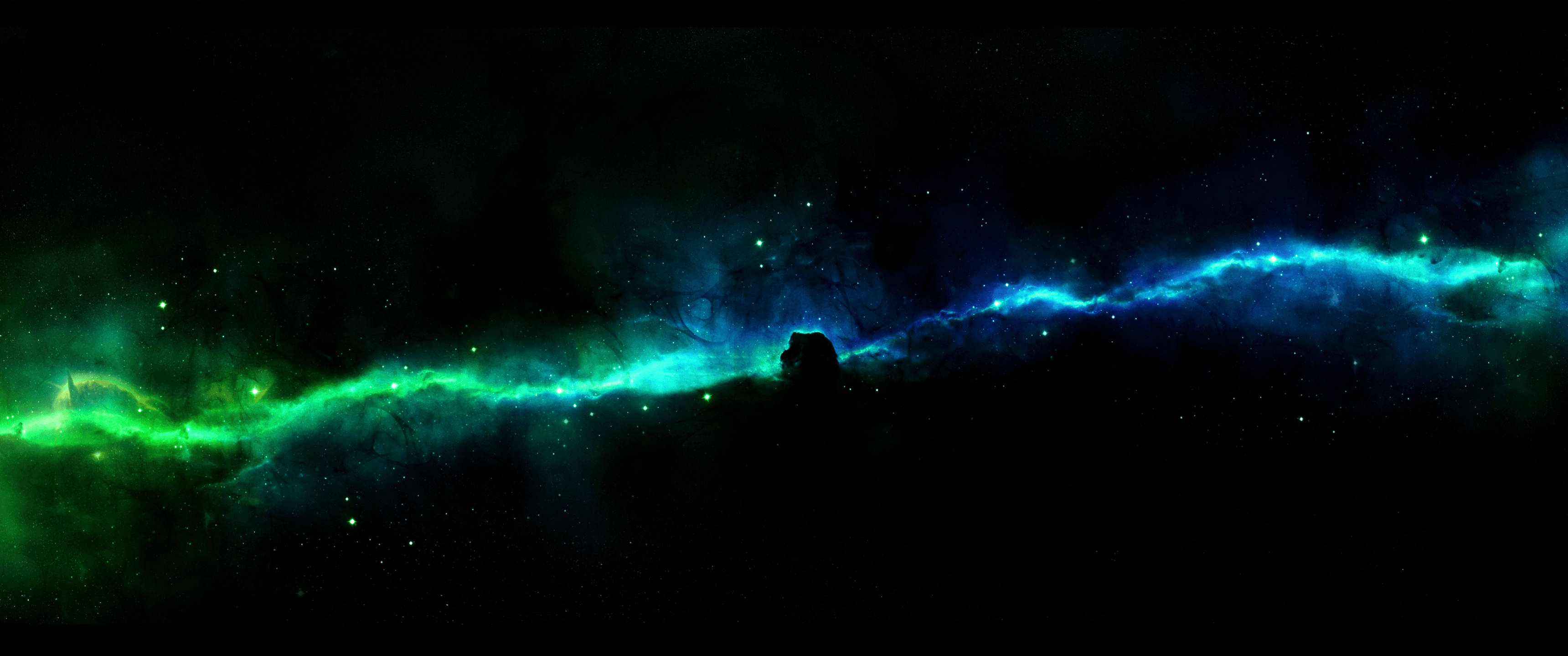 Maliwanag na Asul at Berde na Galaxy Wallpaper