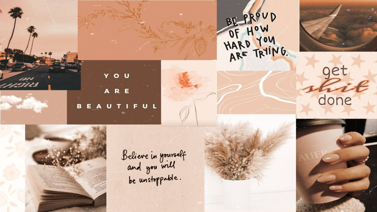 Brown at Cream Collage Pinterest Laptop Wallpaper