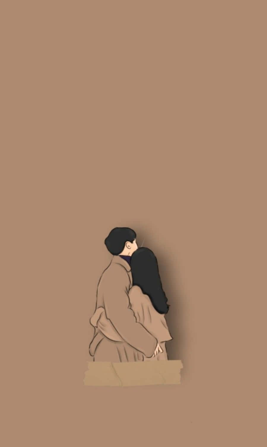 Brown Cartoon Couple Picture Wallpaper