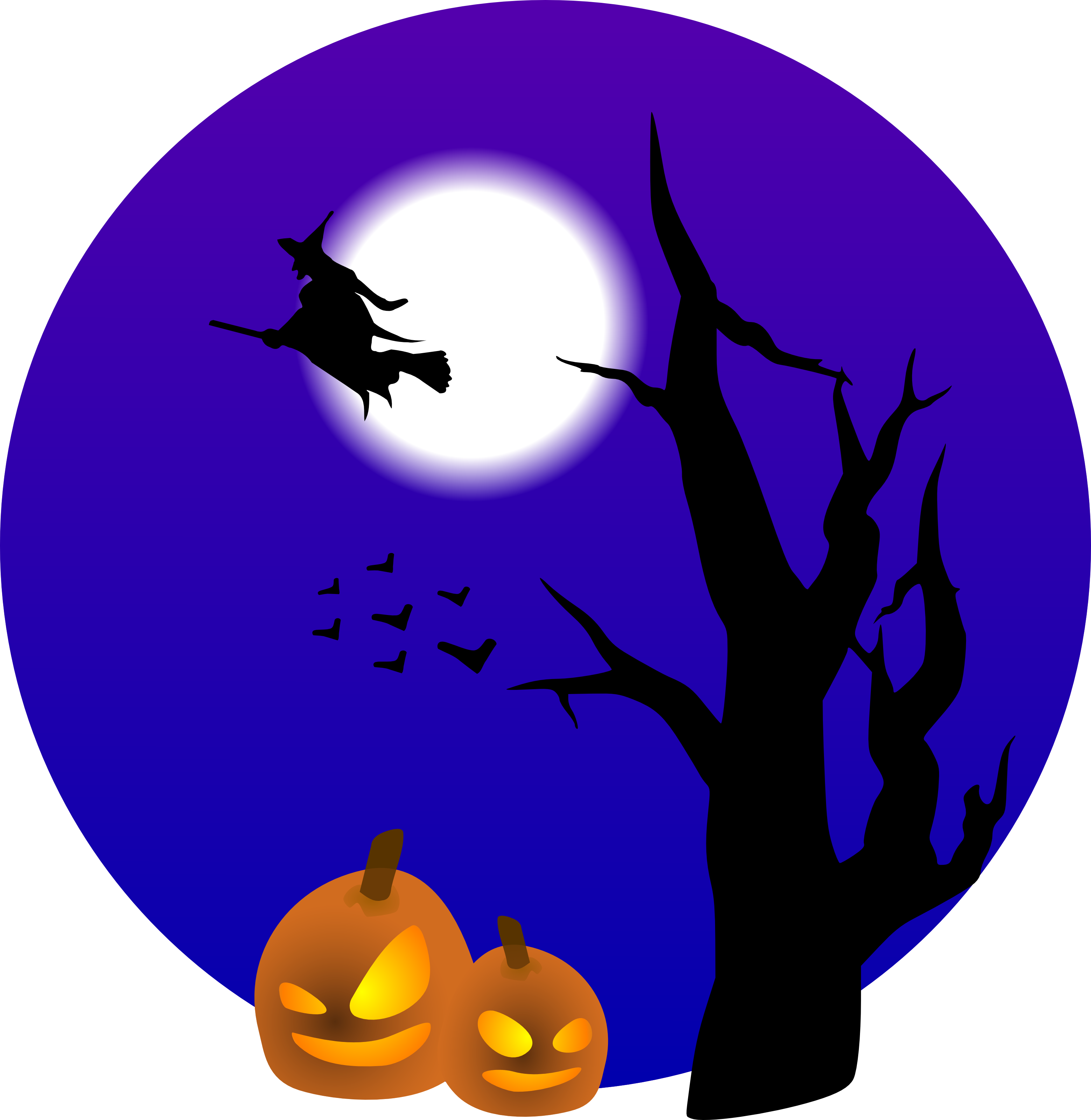 Bruha ng Halloween na Lumilipad sa Kabilugan ng Buwan Wallpaper