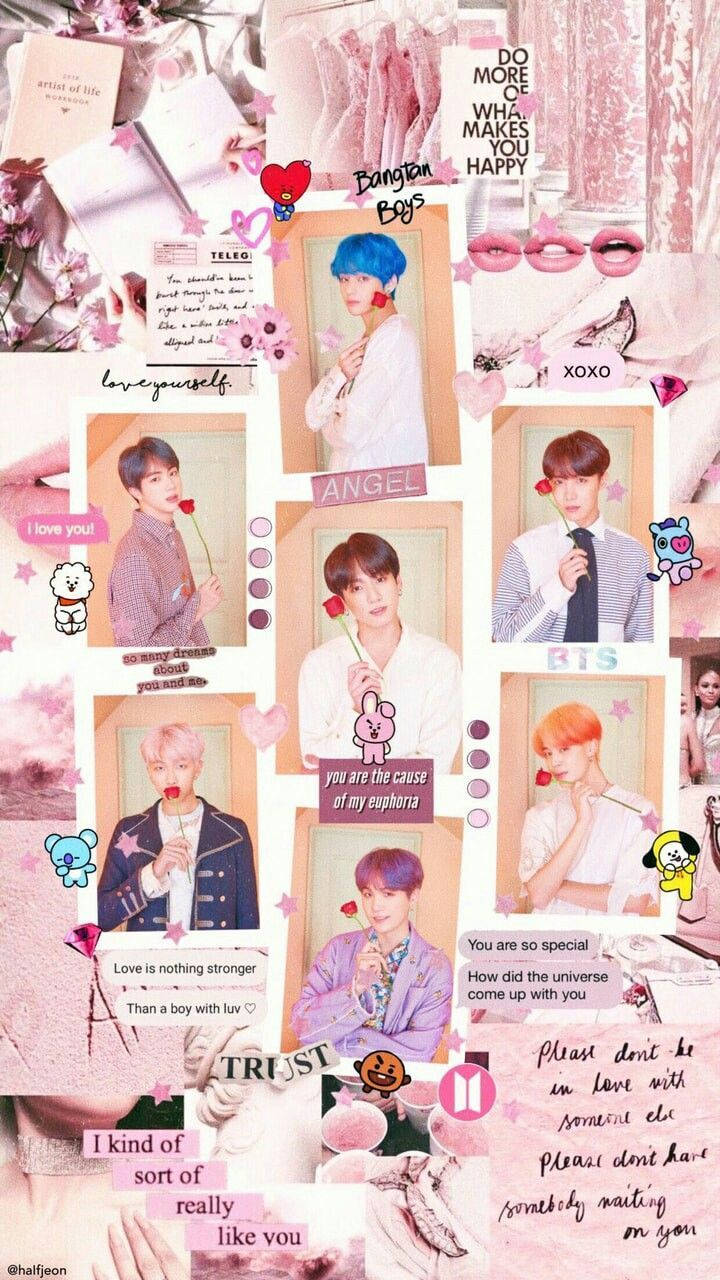 BTS Aesthetic Members na may Rosas Wallpaper