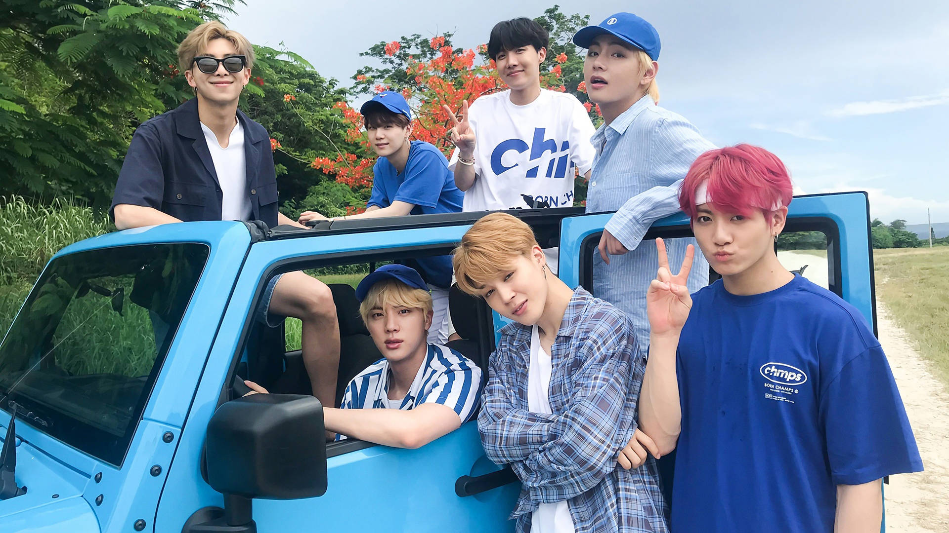 BTS Group Photo Saipan Wallpaper