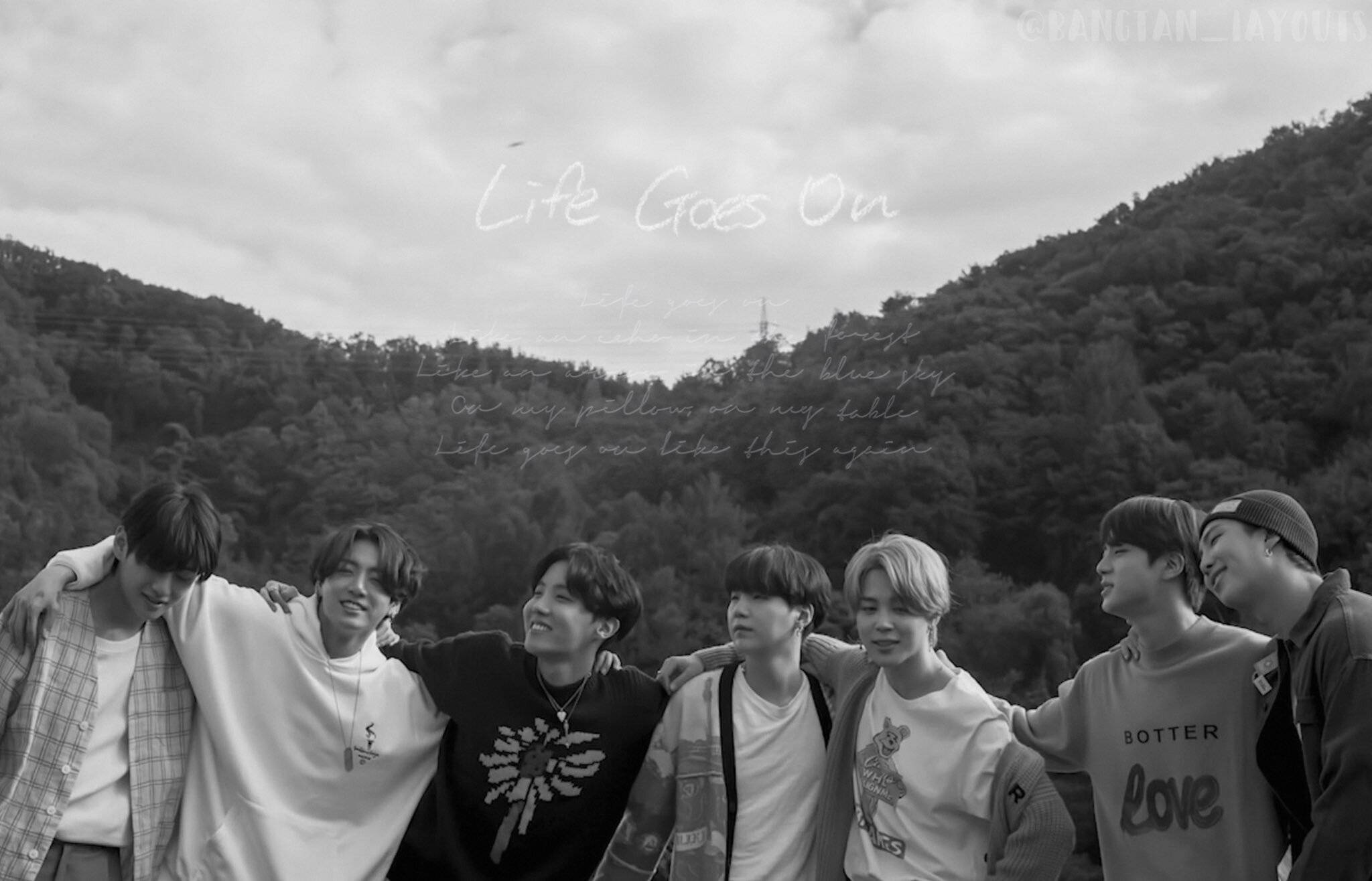 BTS Life Goes On sa Grayscale Wallpaper