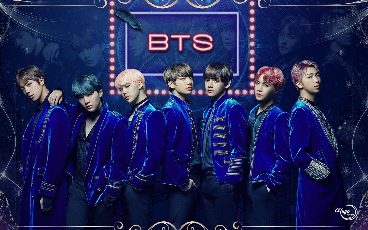 BTS mukhang cool sa asul Wallpaper