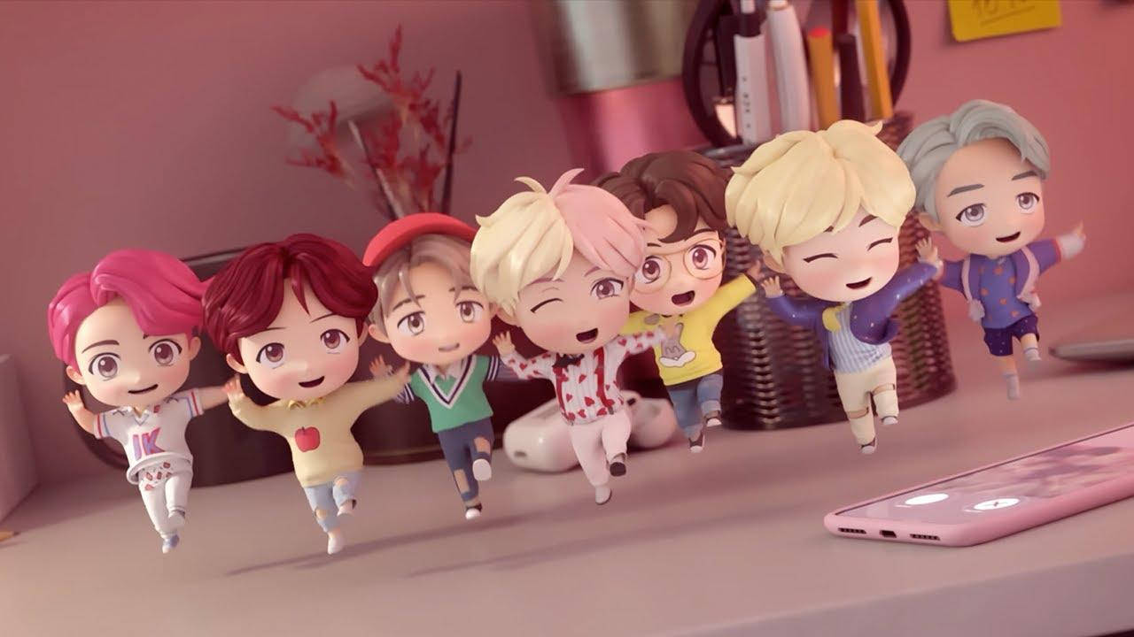 BTS TinyTAN Characters na Sumasayaw sa Laptop Wallpaper