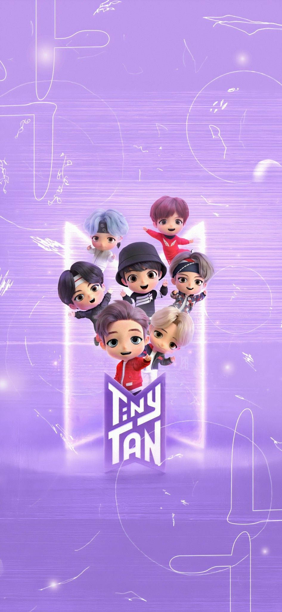 BTS Tinytan Pastel na Lila na Larawan Wallpaper