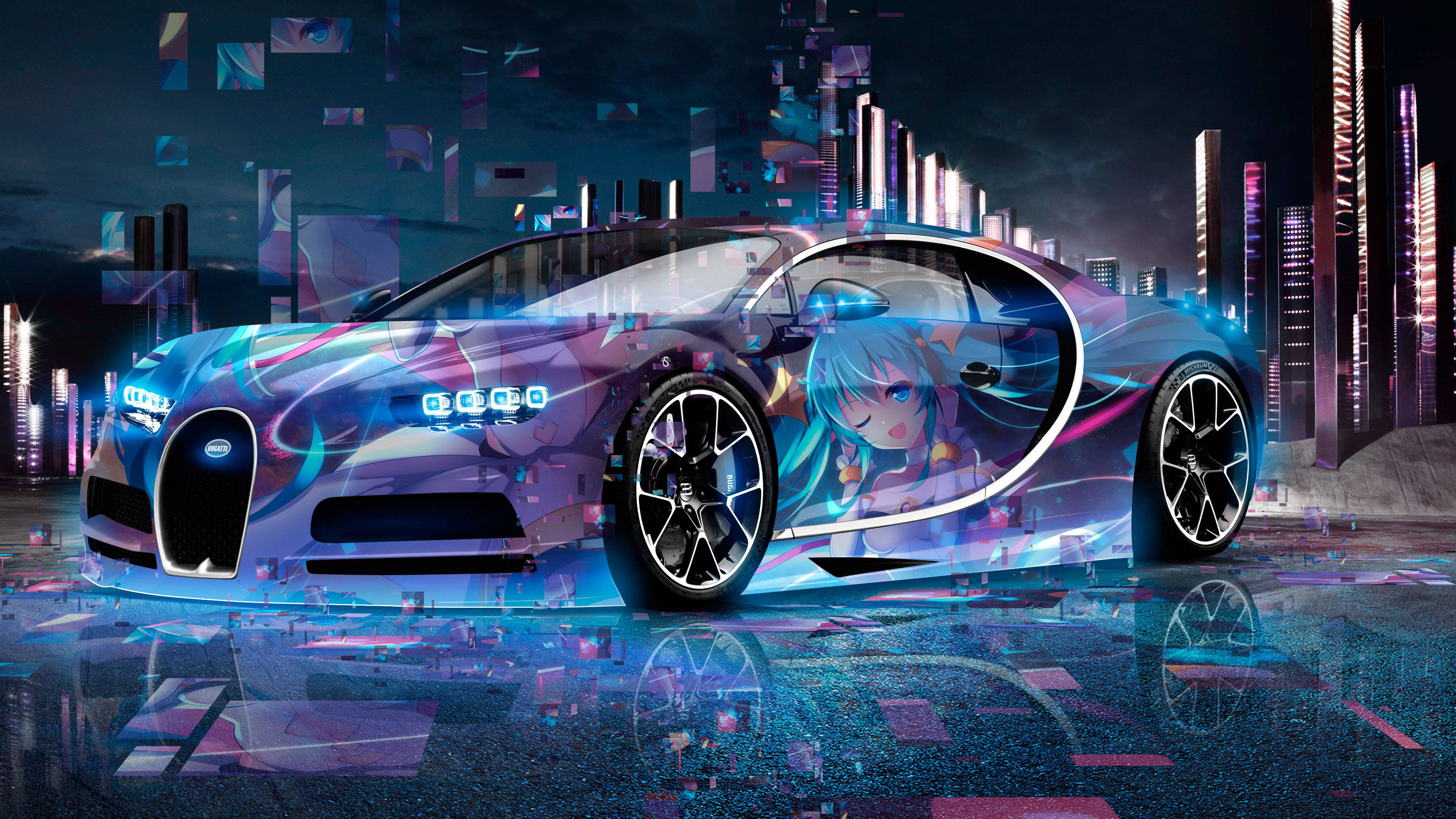 Bugatti Chiron Anime na Kotse Wallpaper