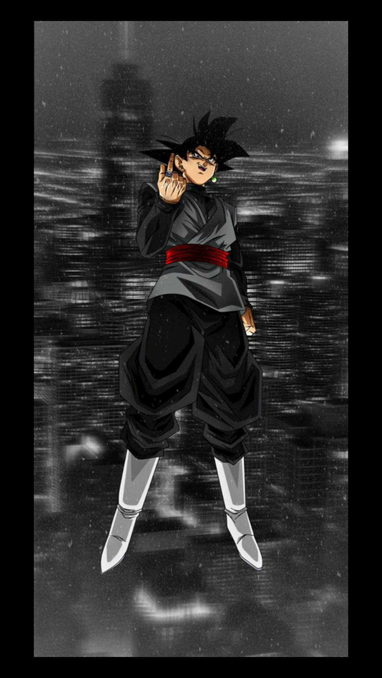 Buhay na Si Goku sa Itim na Kasuotan sa Lungsod Wallpaper