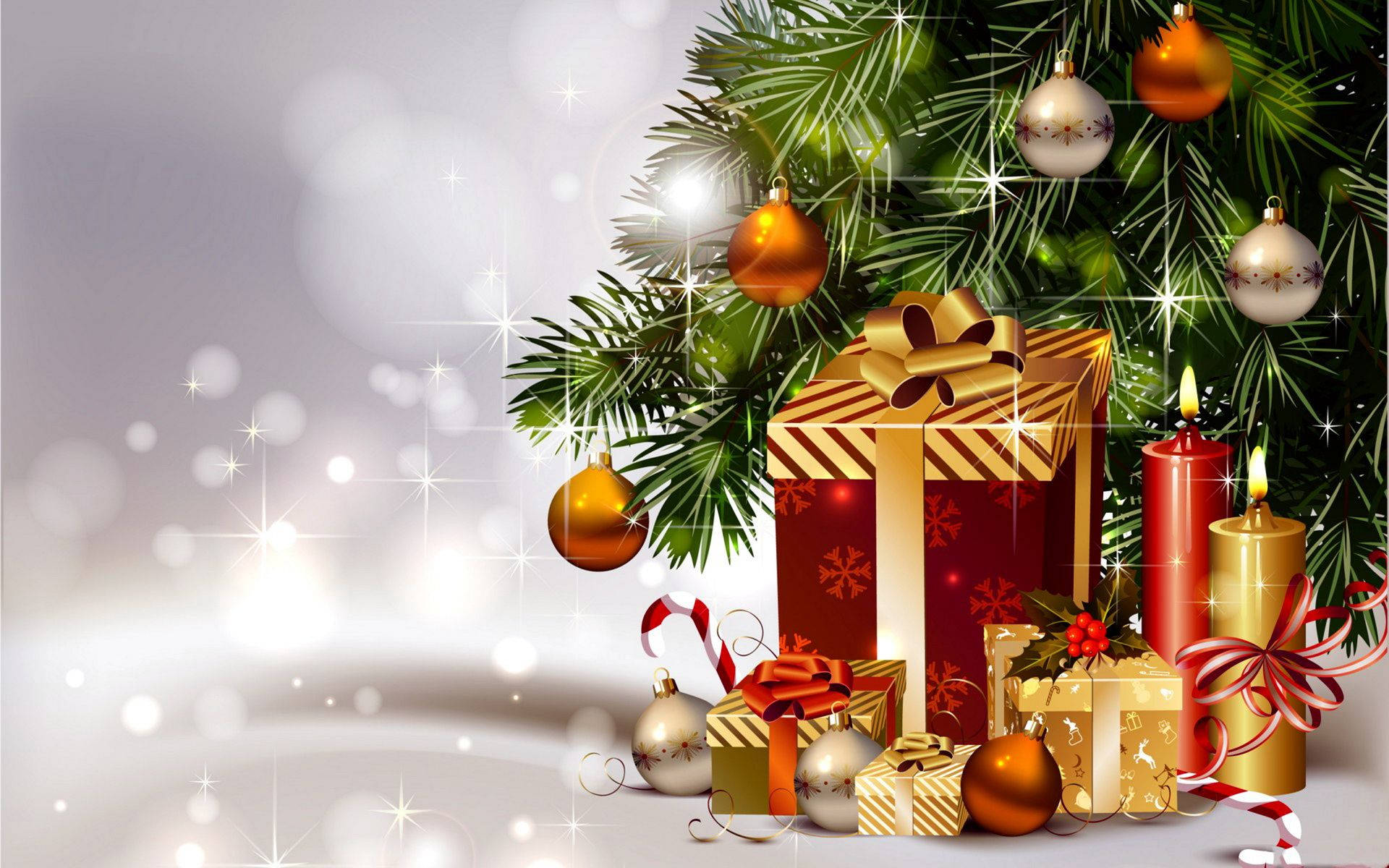 Buksan ang iyong mga regalo mula sa Christmas tree! Wallpaper