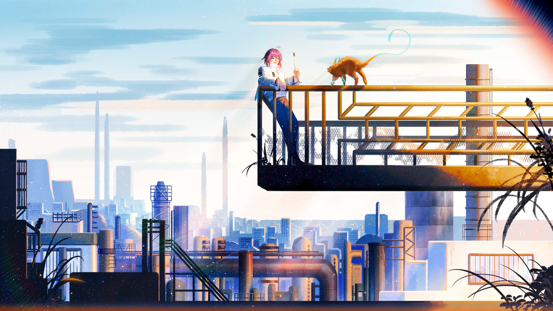 Buksan ang mga pintuan ng iyong imahinasyon at tuklasin ang Anime City Wallpaper