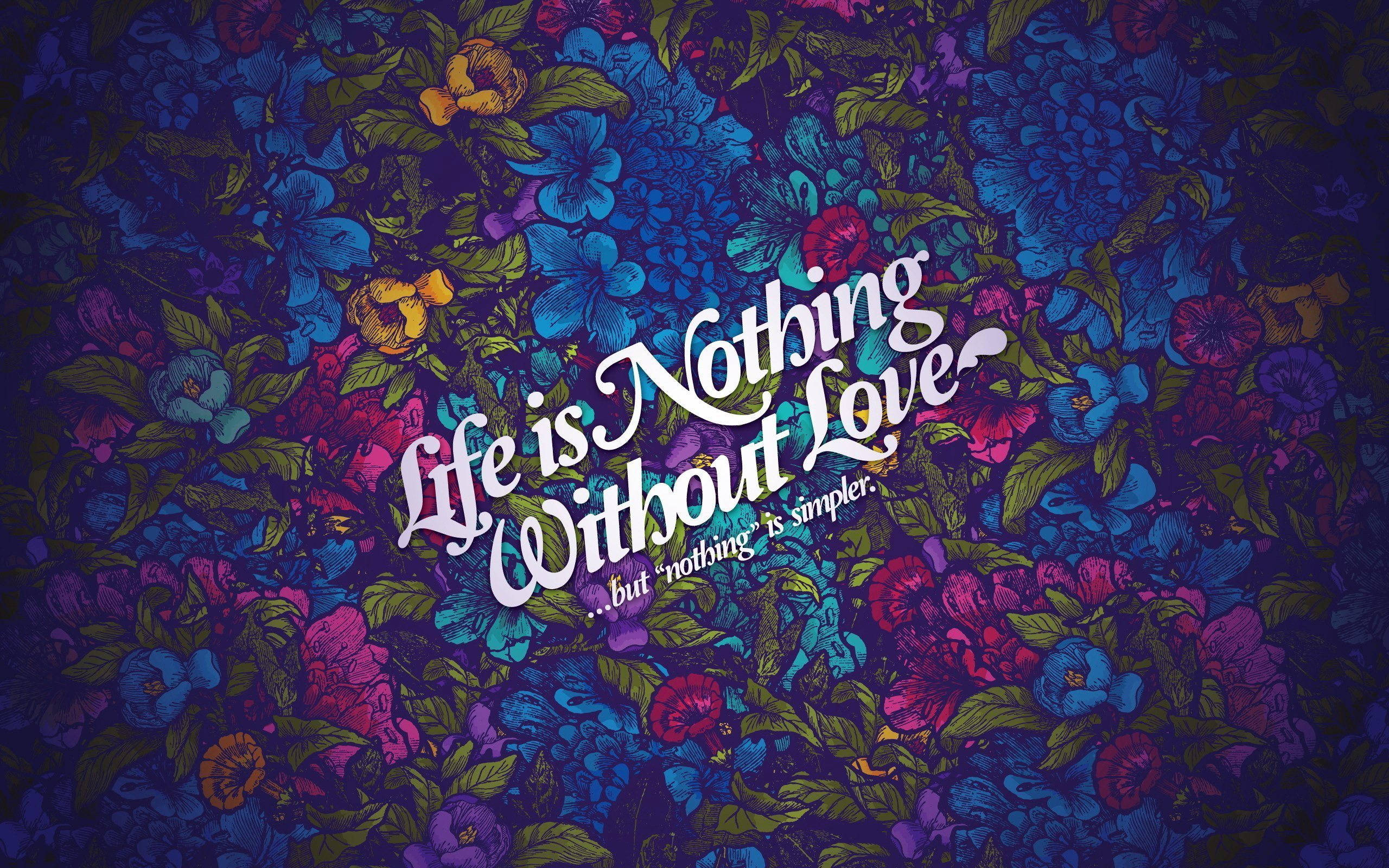 Bulaklak na May Cute na Quote sa Madilim na Tono Wallpaper
