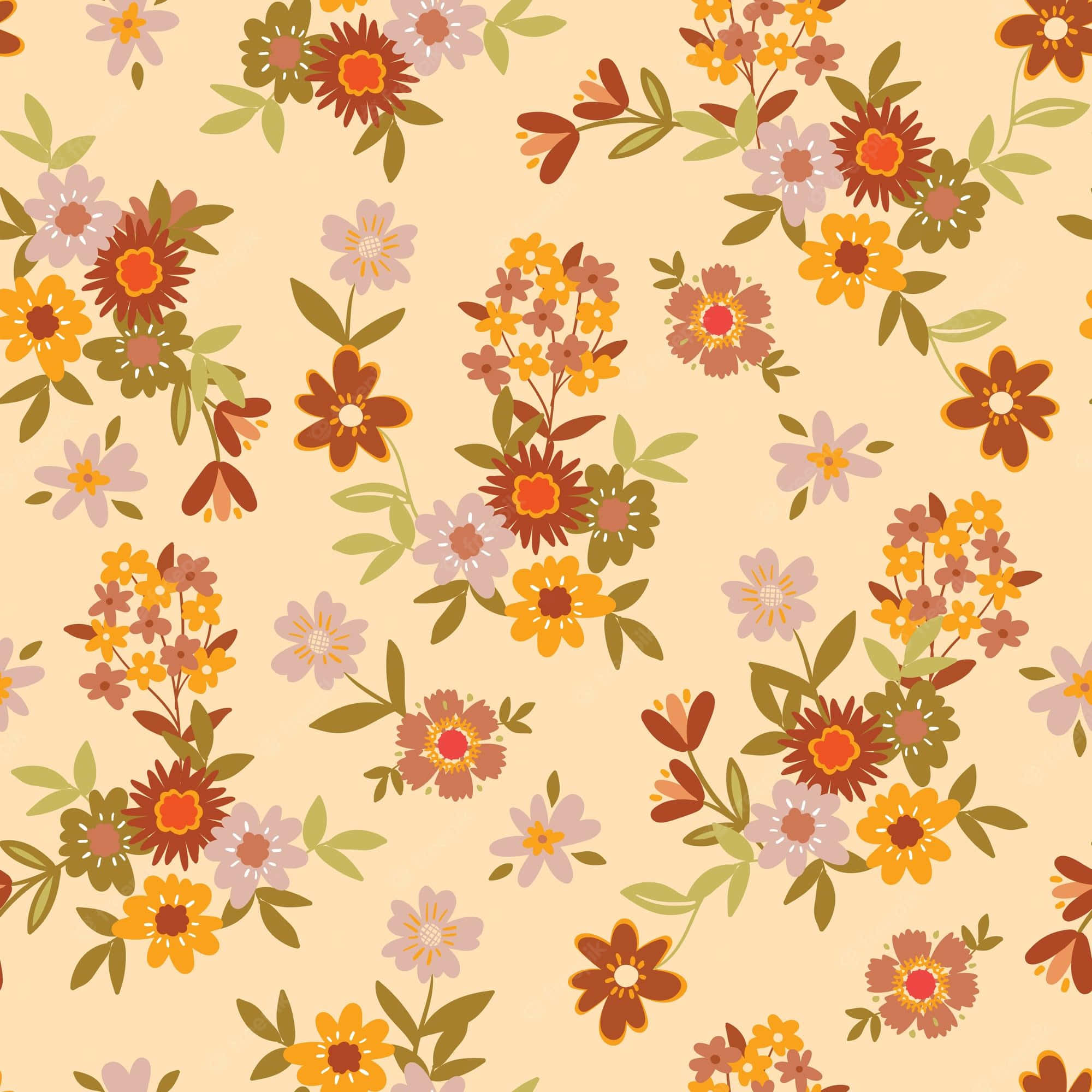Bulaklak na Pastel Vintage Hippie Aesthetic Wallpaper