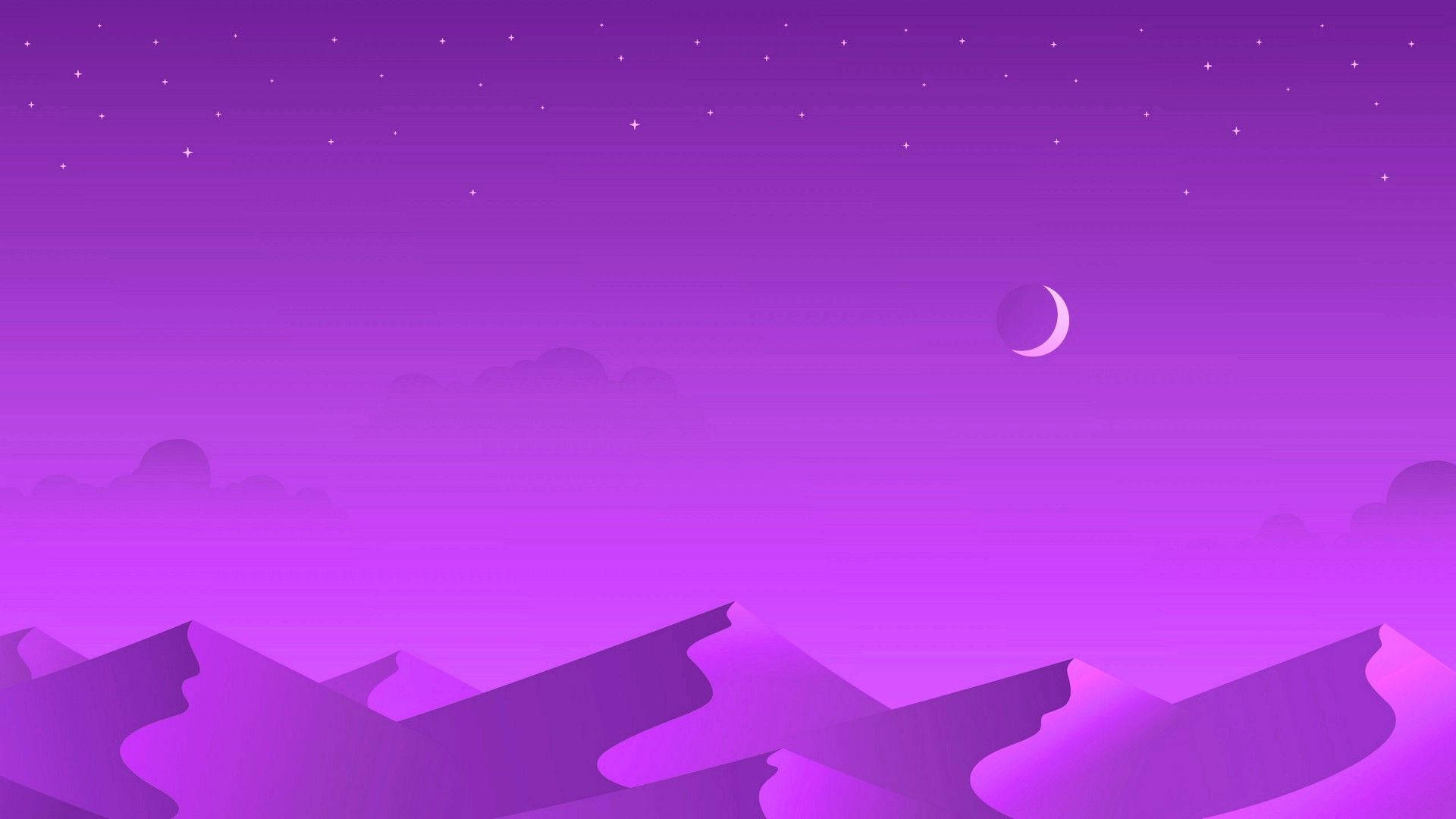 Bundok na Lila na May Magandang Buwan Wallpaper