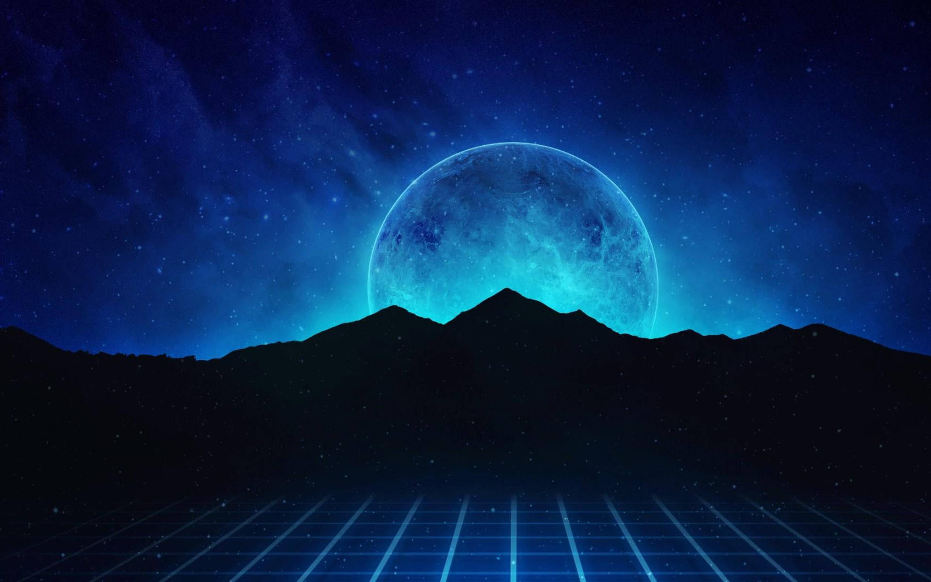Bundok ng Buwan ng Galaxy na Vaporwave Wallpaper